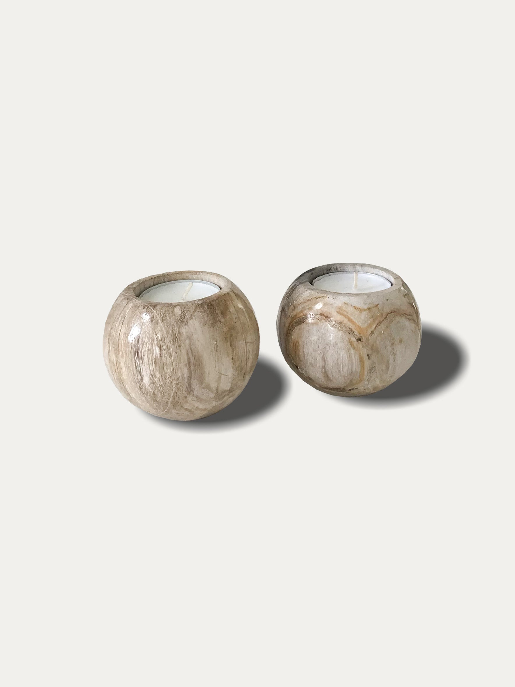Reversible petrified wood candle - incense holders