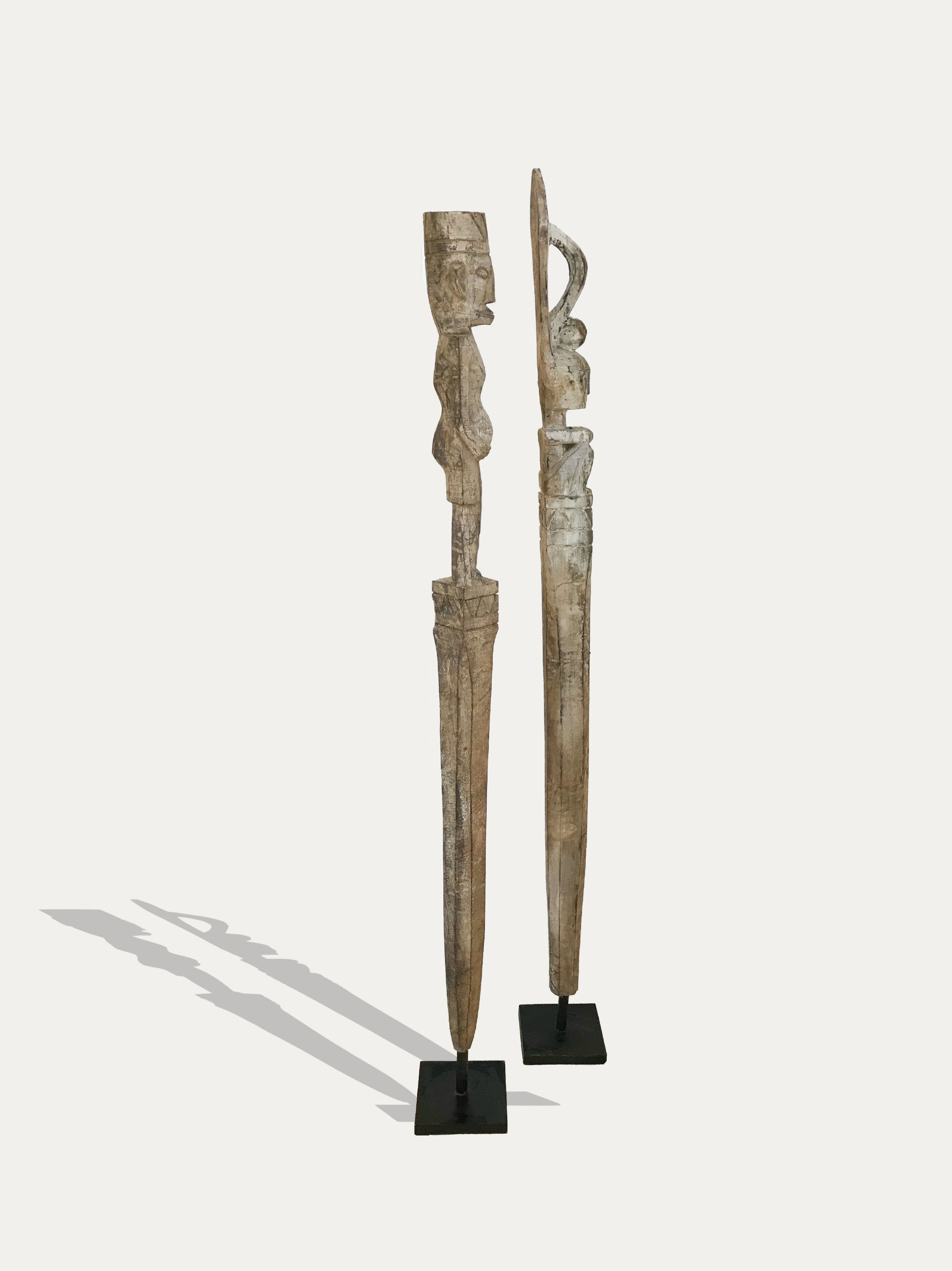 Set of 2 Patung Pagar - Tribal Sculptures from Kalimantan