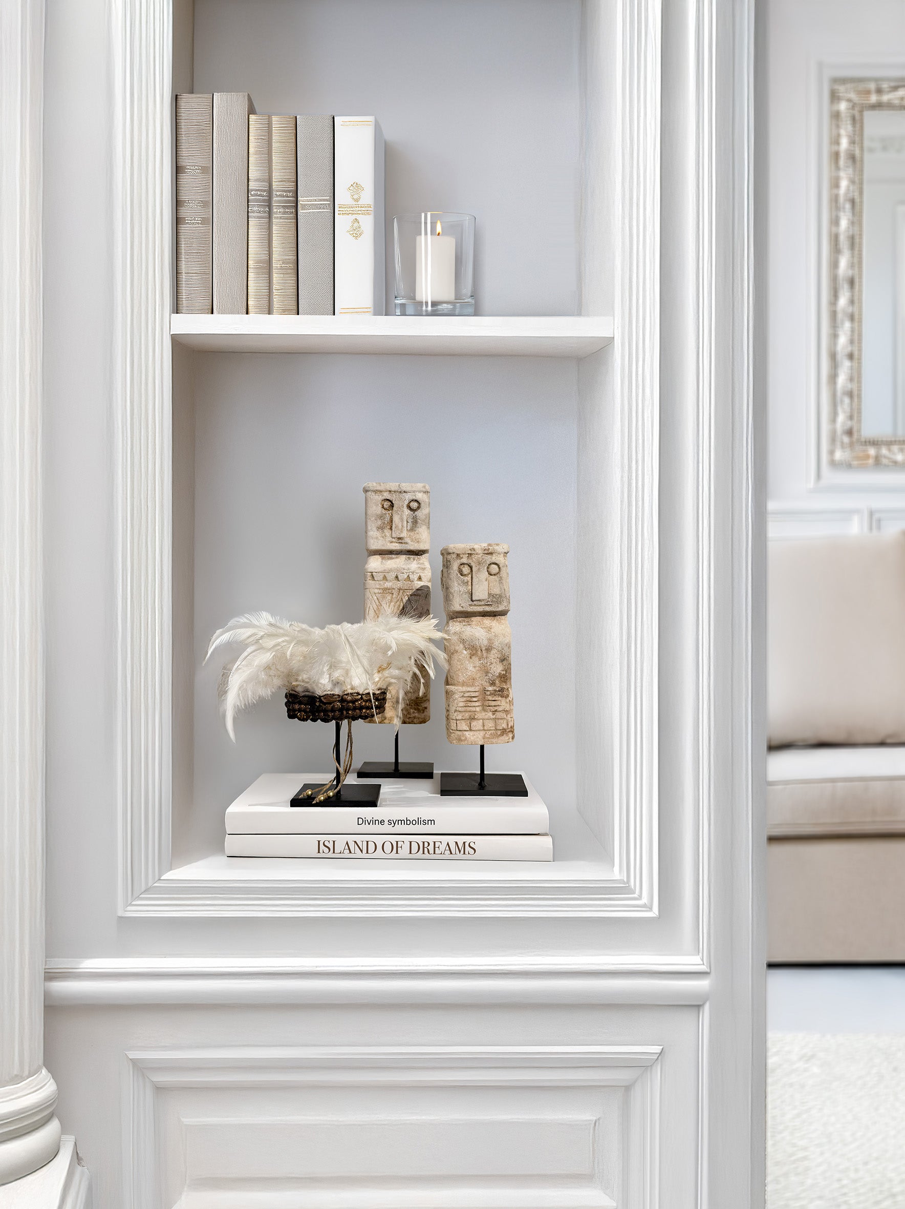 Set of 2 Tribal Limestone Statues from Timor