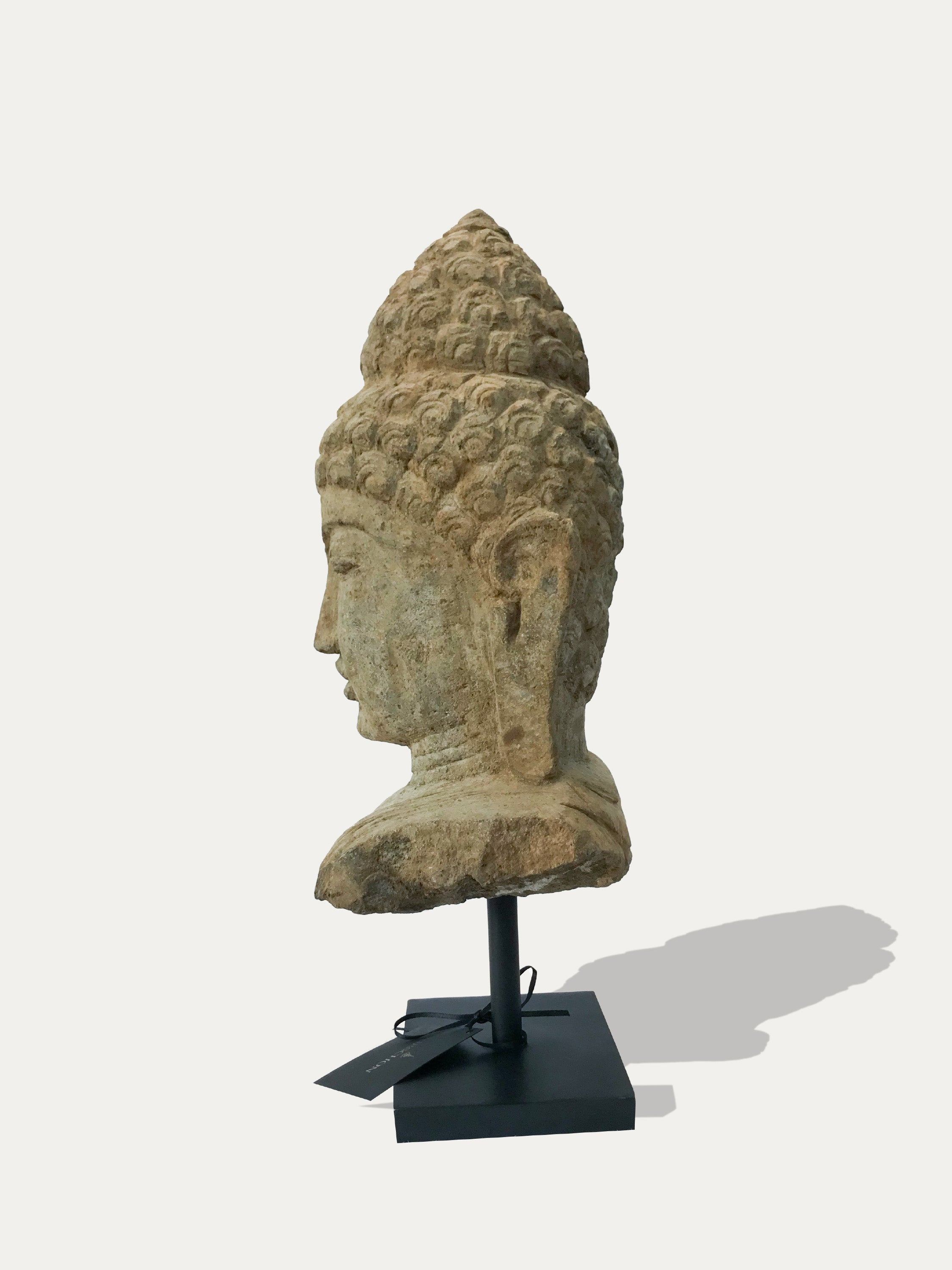Large hand Carved Buddha Head Statue From Java - Asian Art from Kirschon