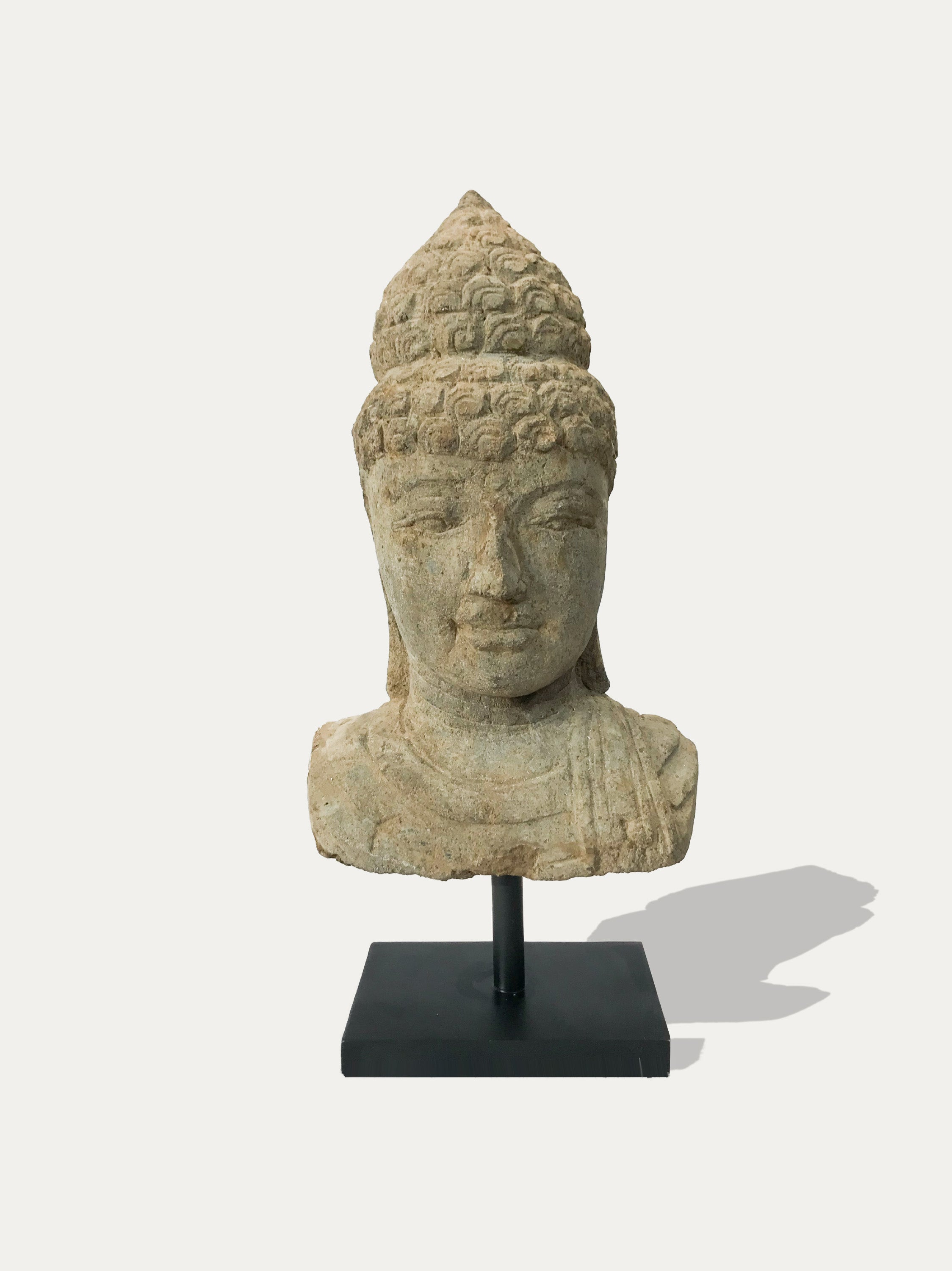 Hand Carved Buddha Head Statue From Java