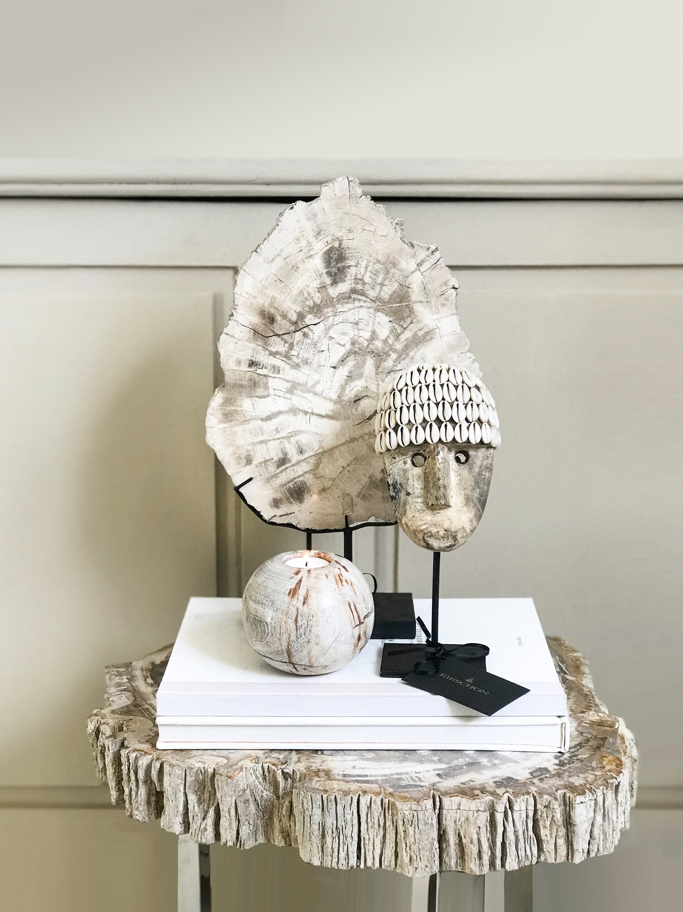 Reversible petrified wood candle holder