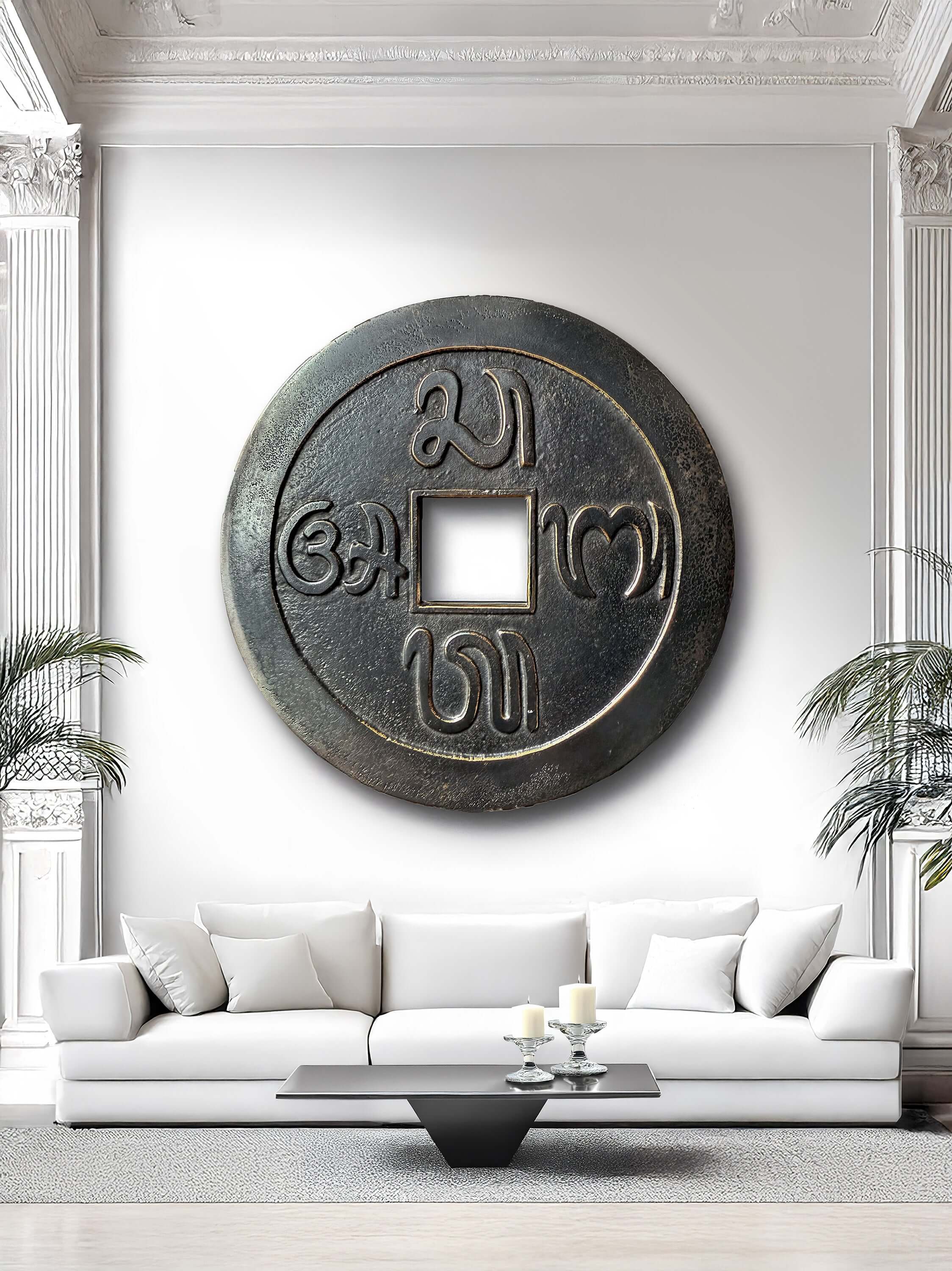 PIS BOLONG - SACRED BALINESE COIN ON WHITE BASE