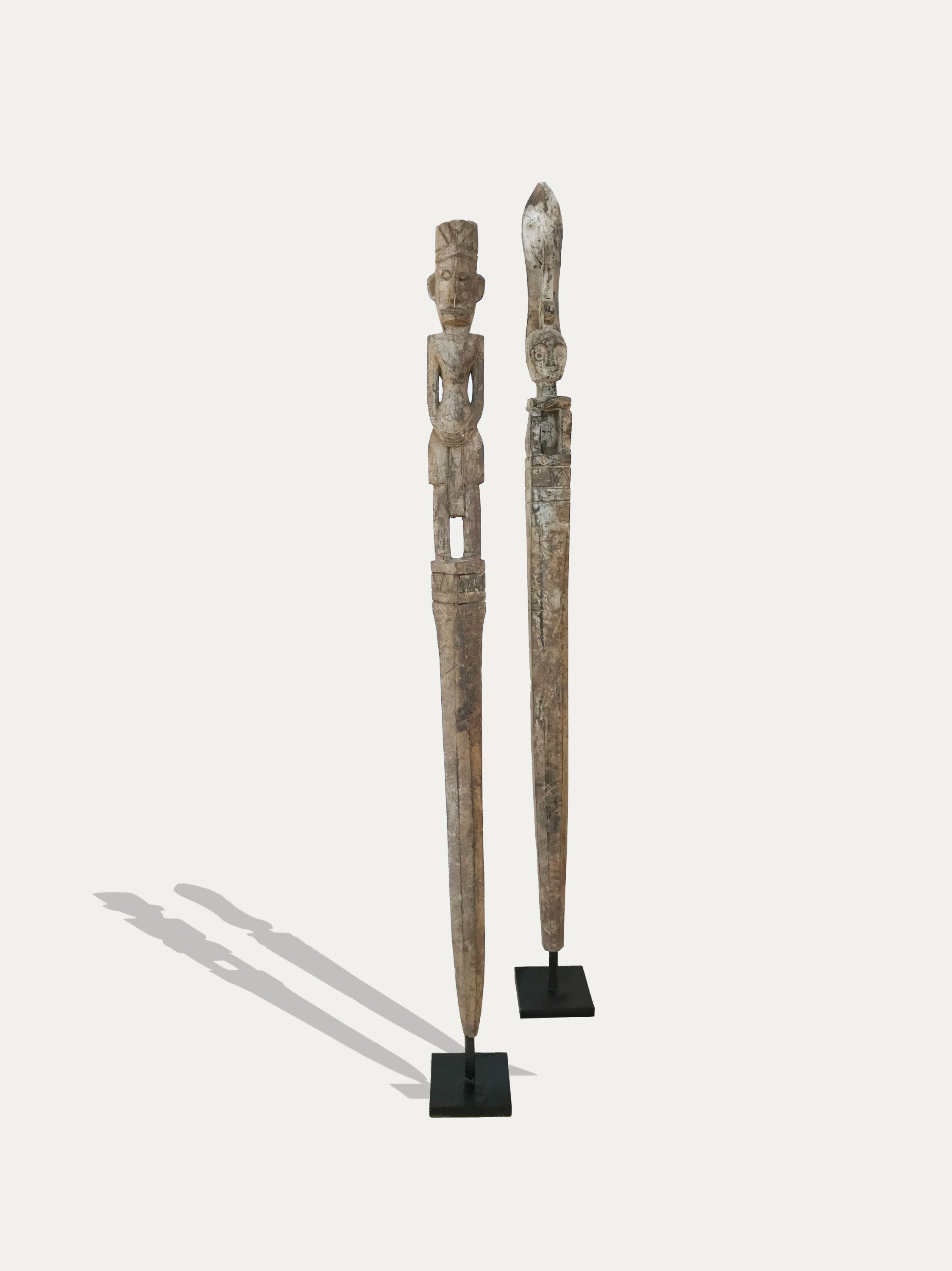 Set of 2 Patung Pagar - Tribal Sculptures from Kalimantan