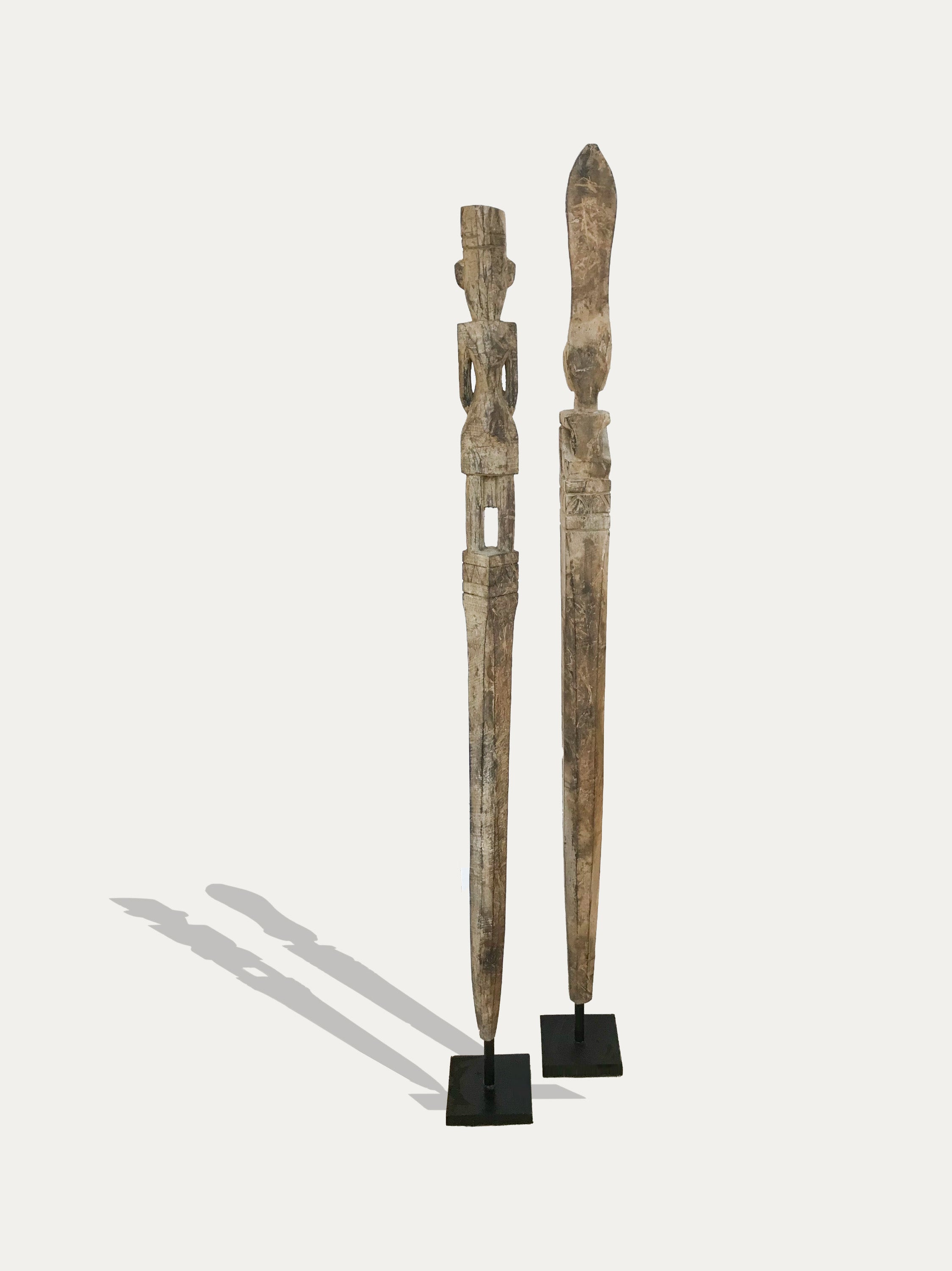 Set of 2 Patung Pagar - Tribal Sculptures from Kalimantan