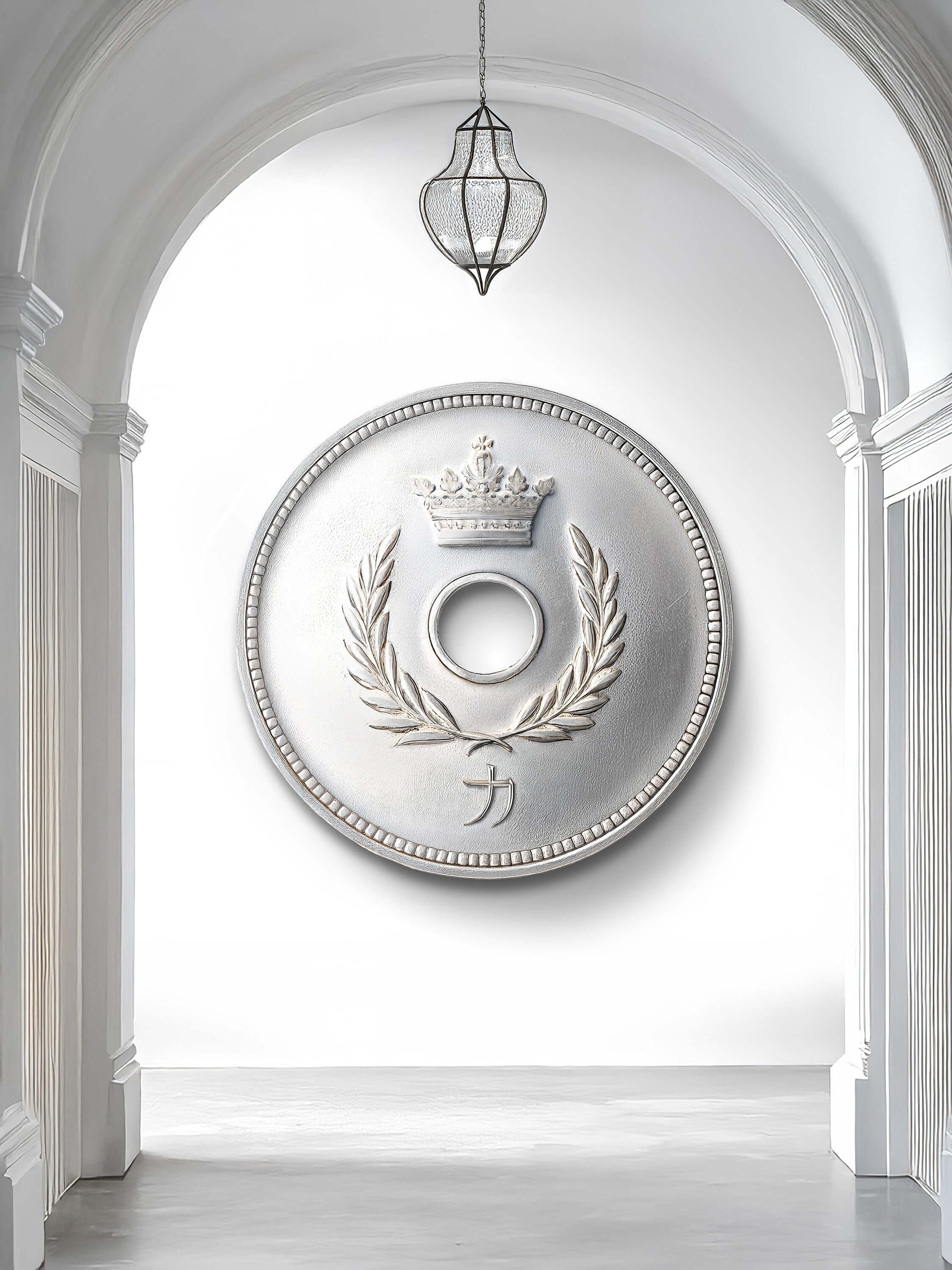 ANTIQUE JAPANESE SILVER COIN WITH WHITE BACKGROUND