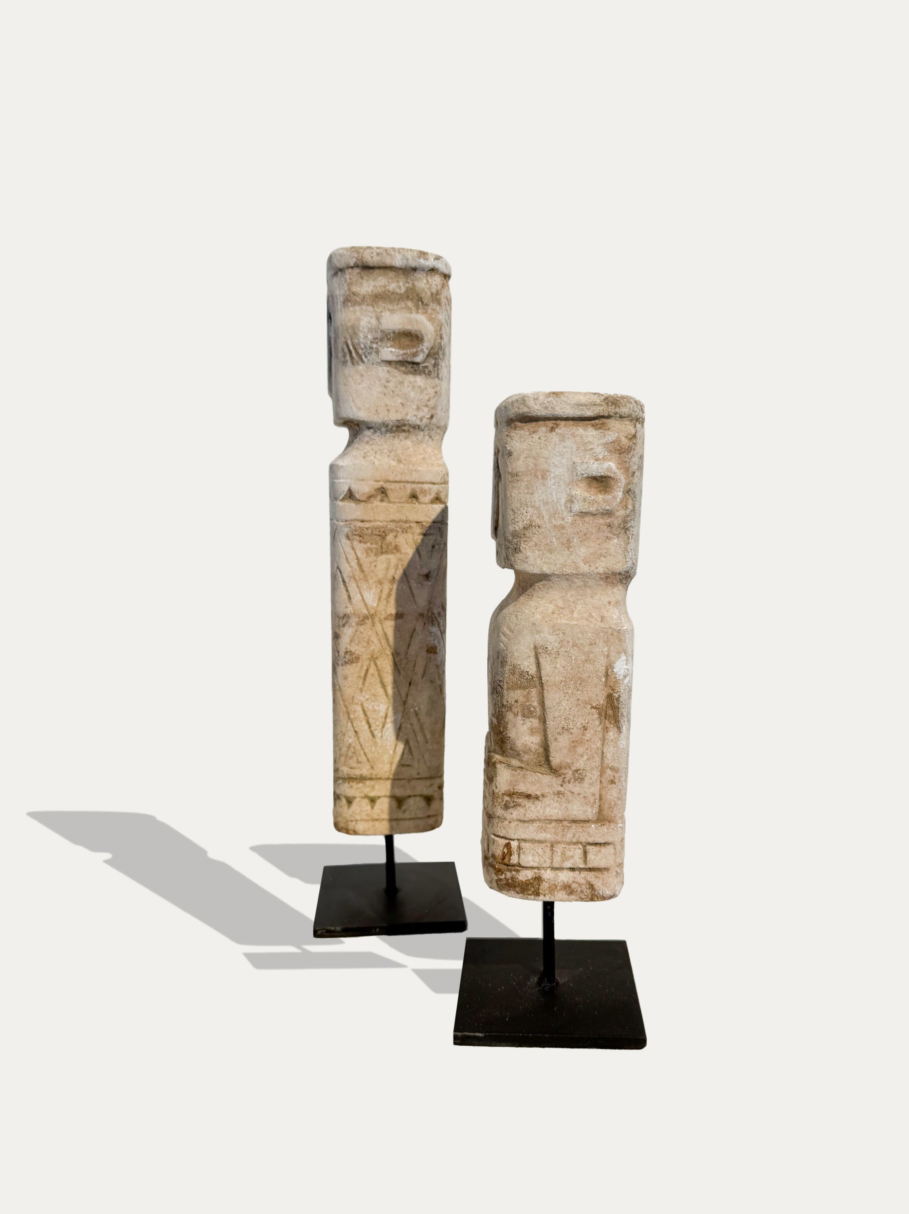Set of 2 Tribal Limestone Statues from Timor