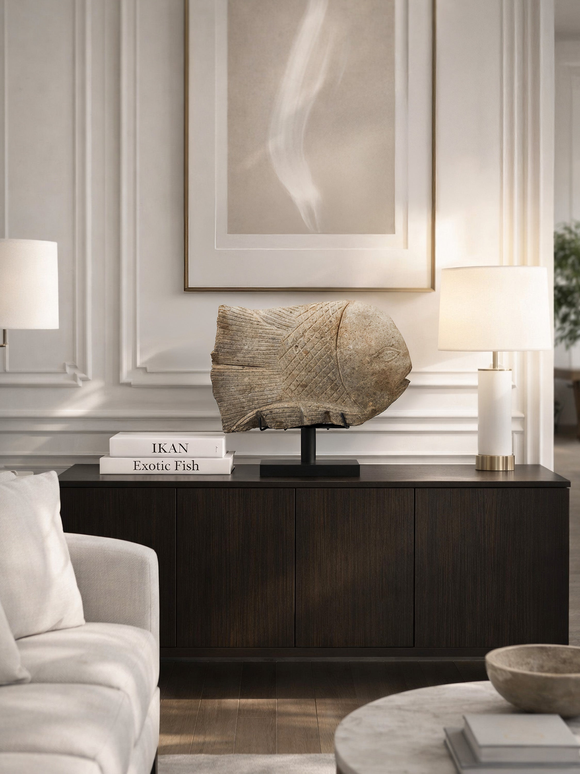 asian-fish-statue-javanese-carving-interior-accent