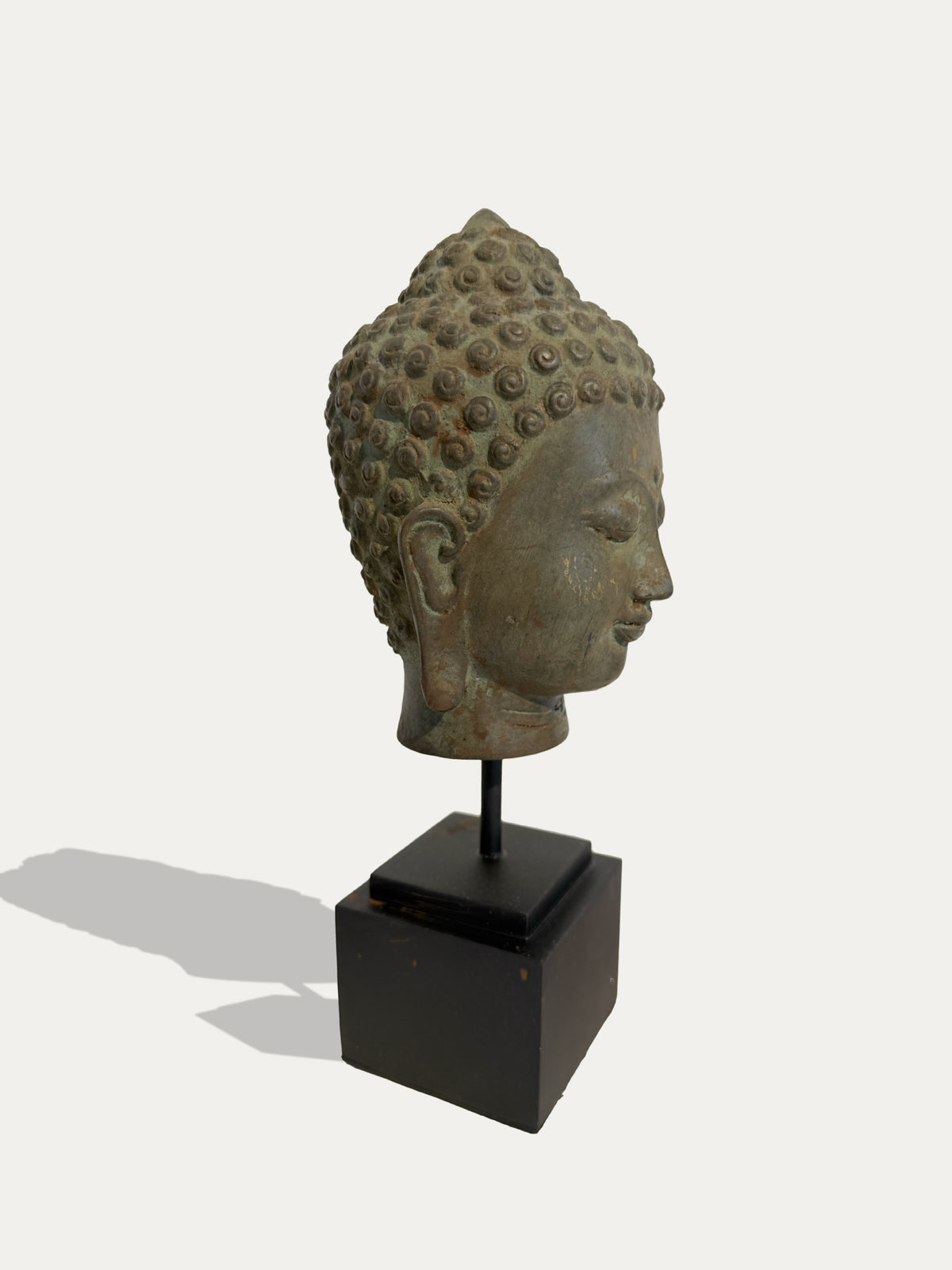 Mid-century bronze Buddha head sculpture from Java, Indonesia