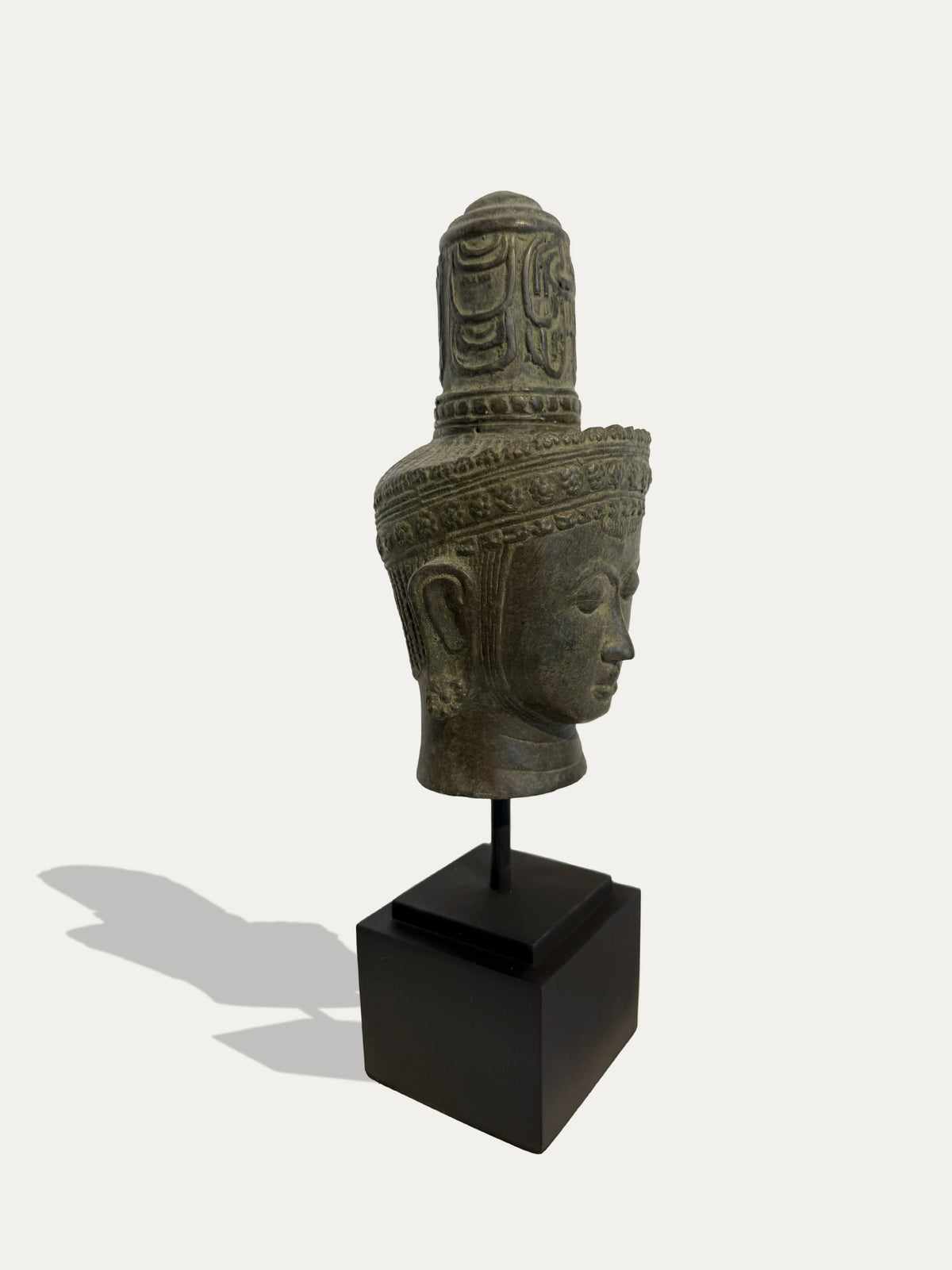 Bronze crowned spiritual figure from Southeast Asia with natural aged patina