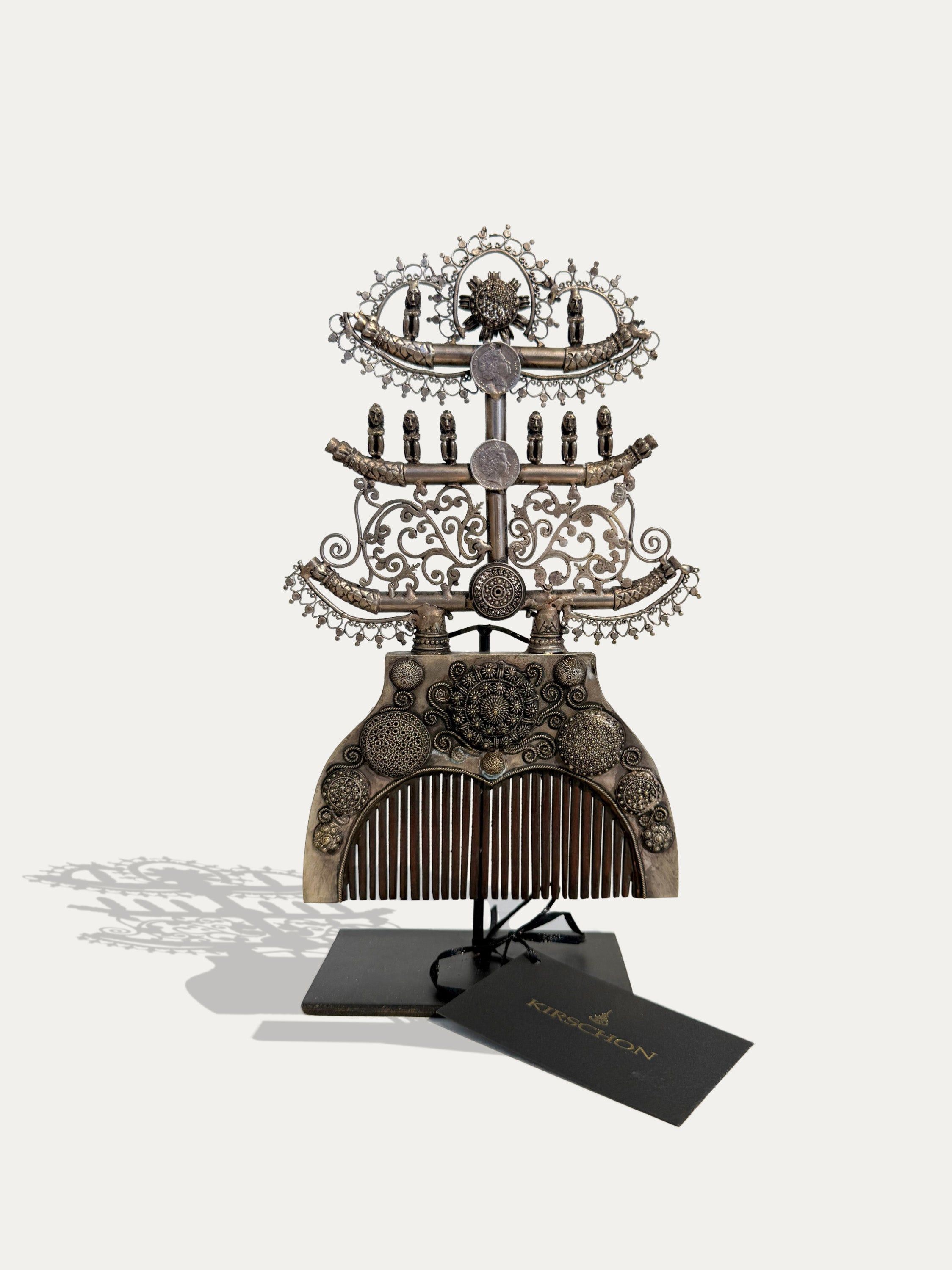 PEINE VINTAGE DE PLATA Y LATÓN