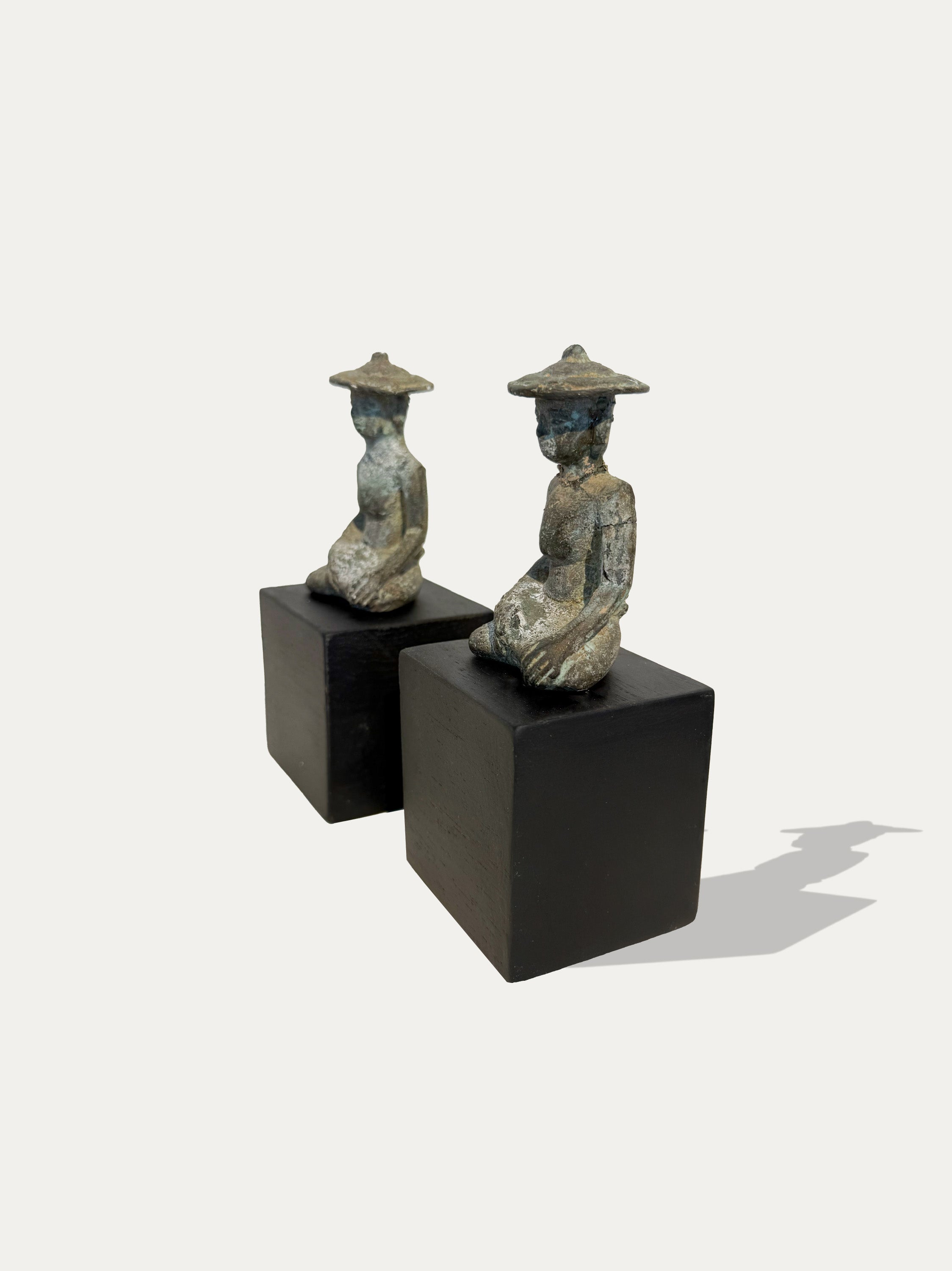 Set of 2 antique rice farmer figurines from Java