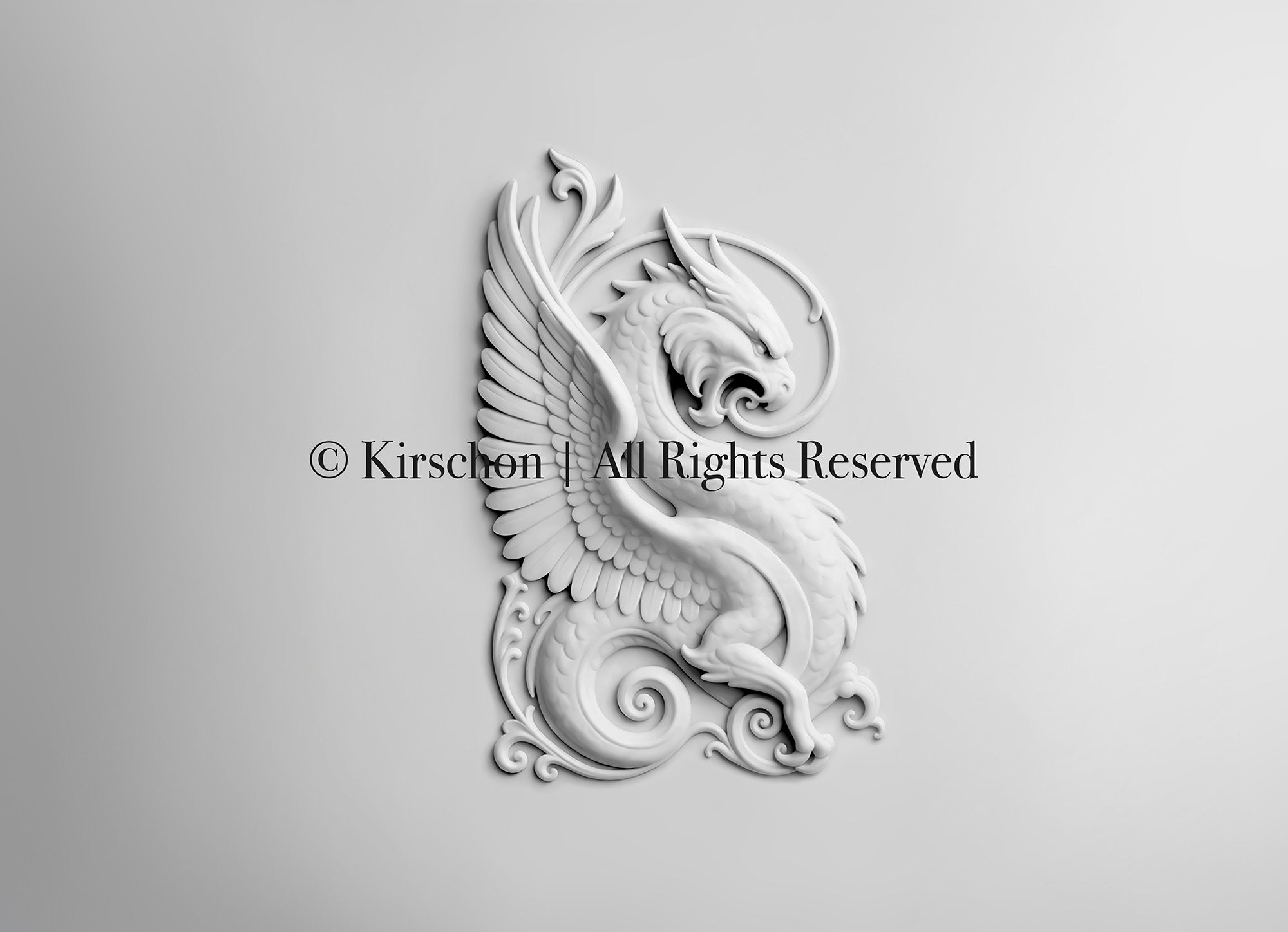 Guardian Dragon Bas-Relief – Grey