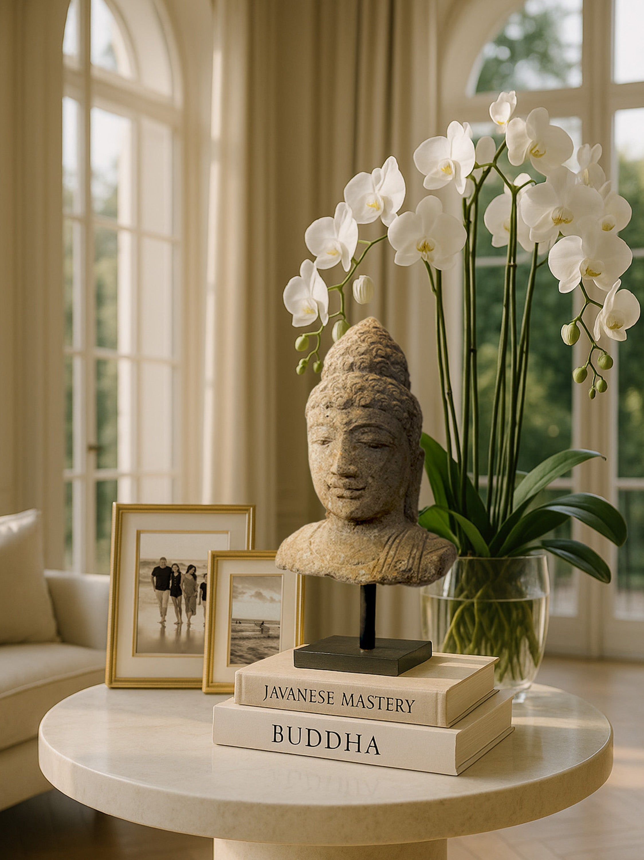 Hand Carved Buddha Head Statue From Java