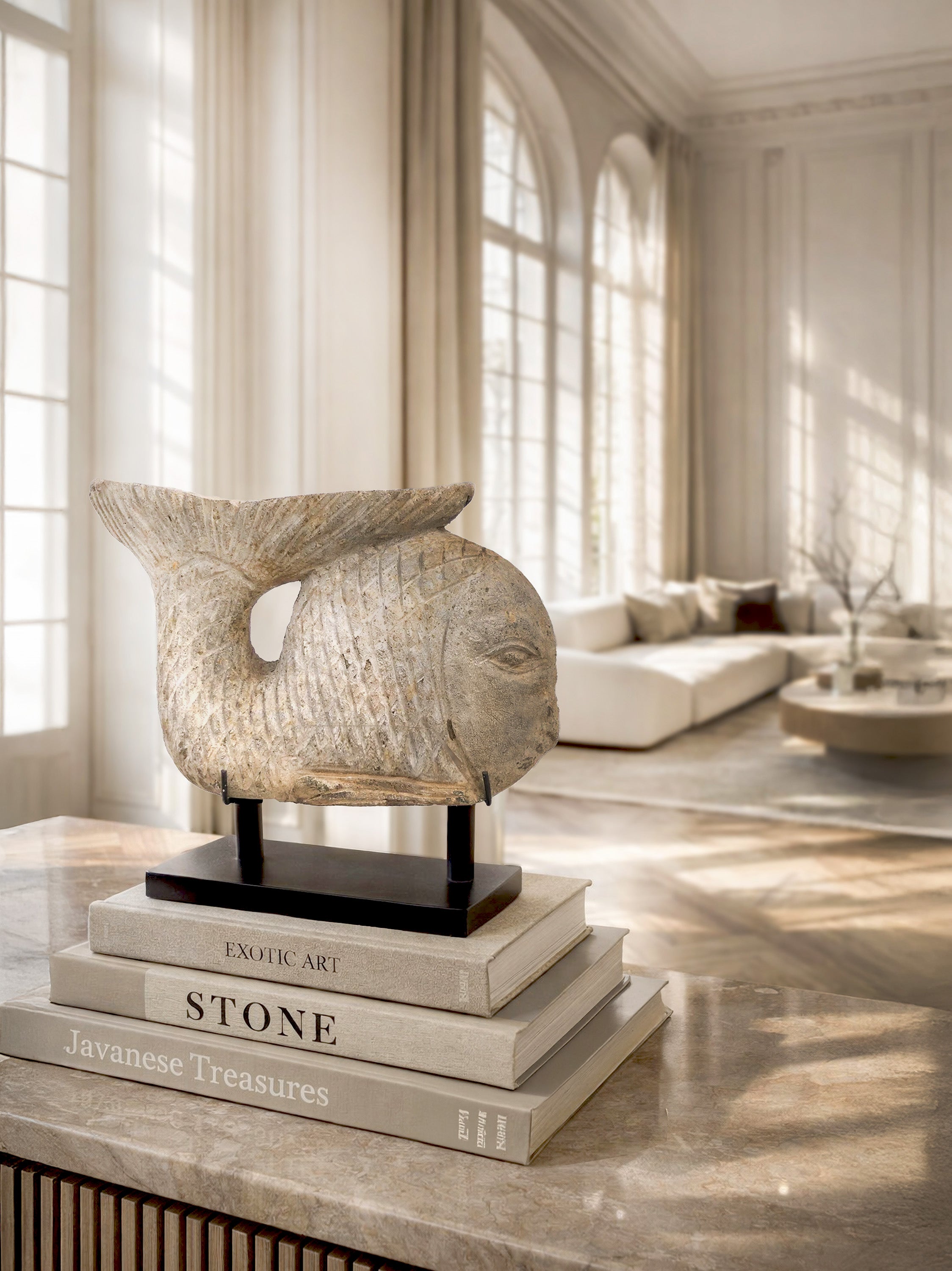 Statua di Pesce Scolpita A Mano