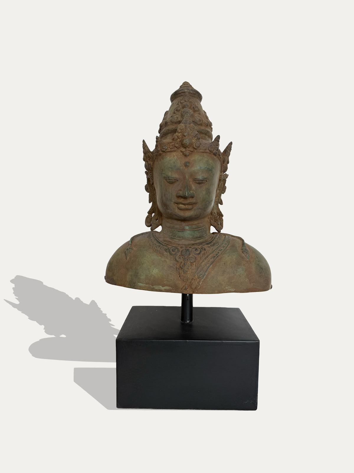 Javanese antique bronze deity bust in Majapahit style