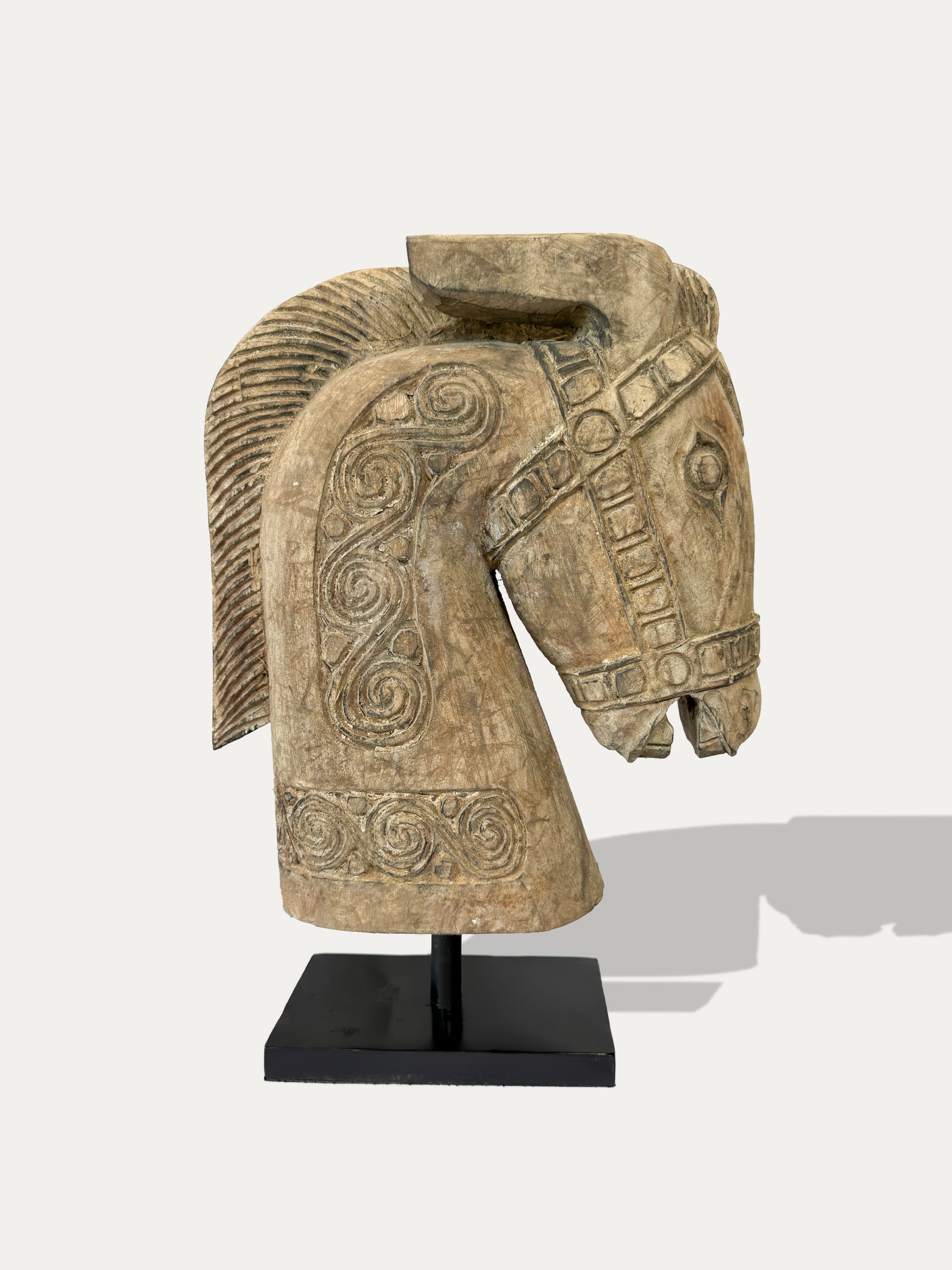 Hand-carved wooden horse statue from Sumba, Indonesia