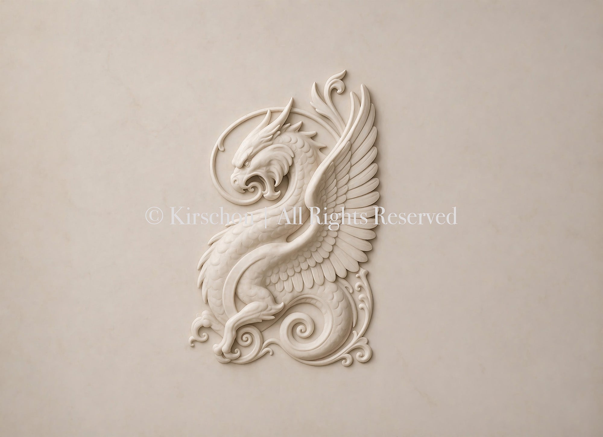 Guardian Dragon Bas-Relief – Ecru