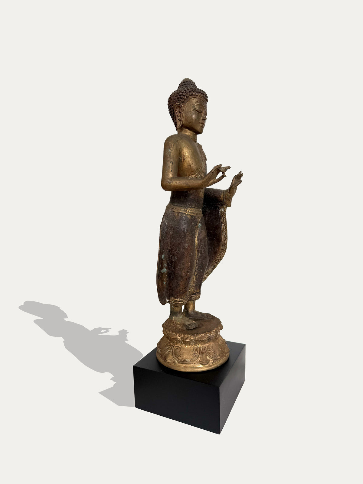 Standing bronze Buddha from Java with Abhaya and Vitarka Mudras