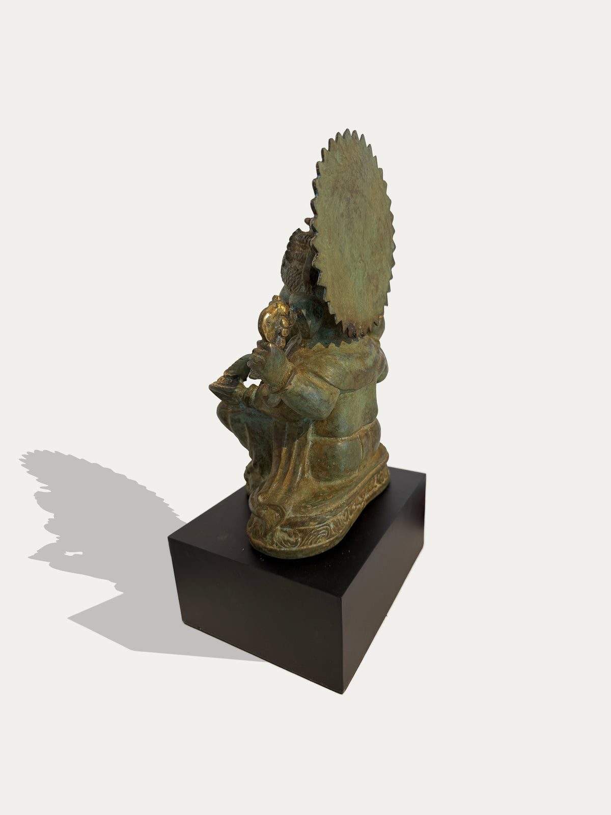 Vintage Javanese Ganesha bronze statue with halo from Indonesia