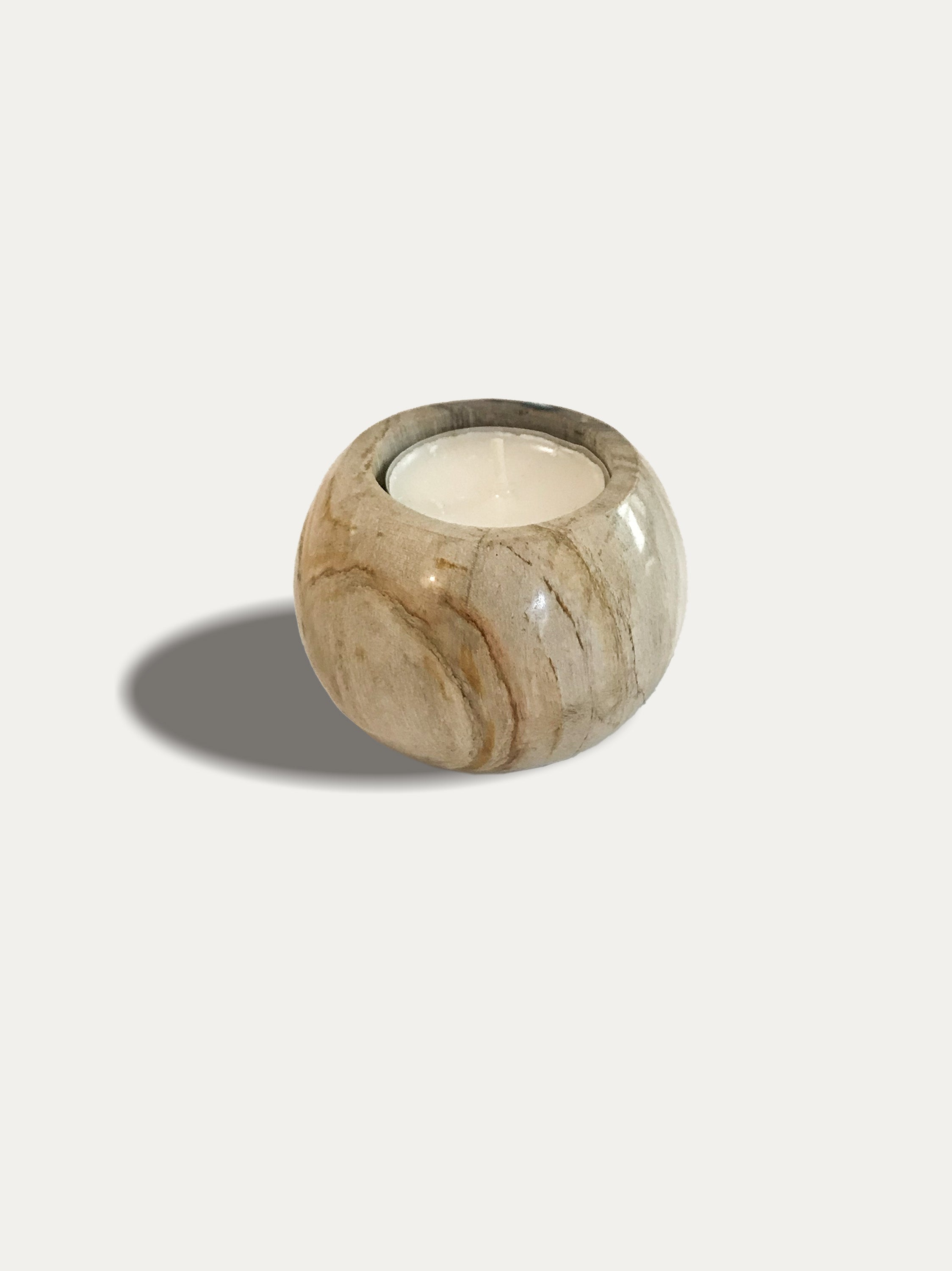 Round reversible candle/incense holder in petrified wood and assorted Balinese incense