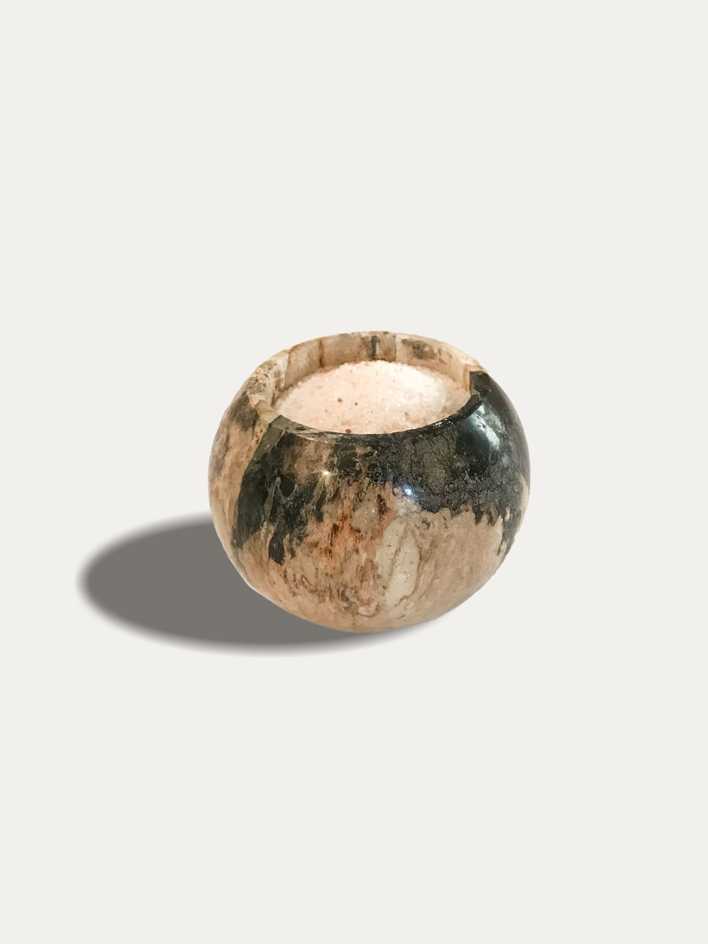 Round reversible candle/incense holder in petrified wood and assorted Balinese incense