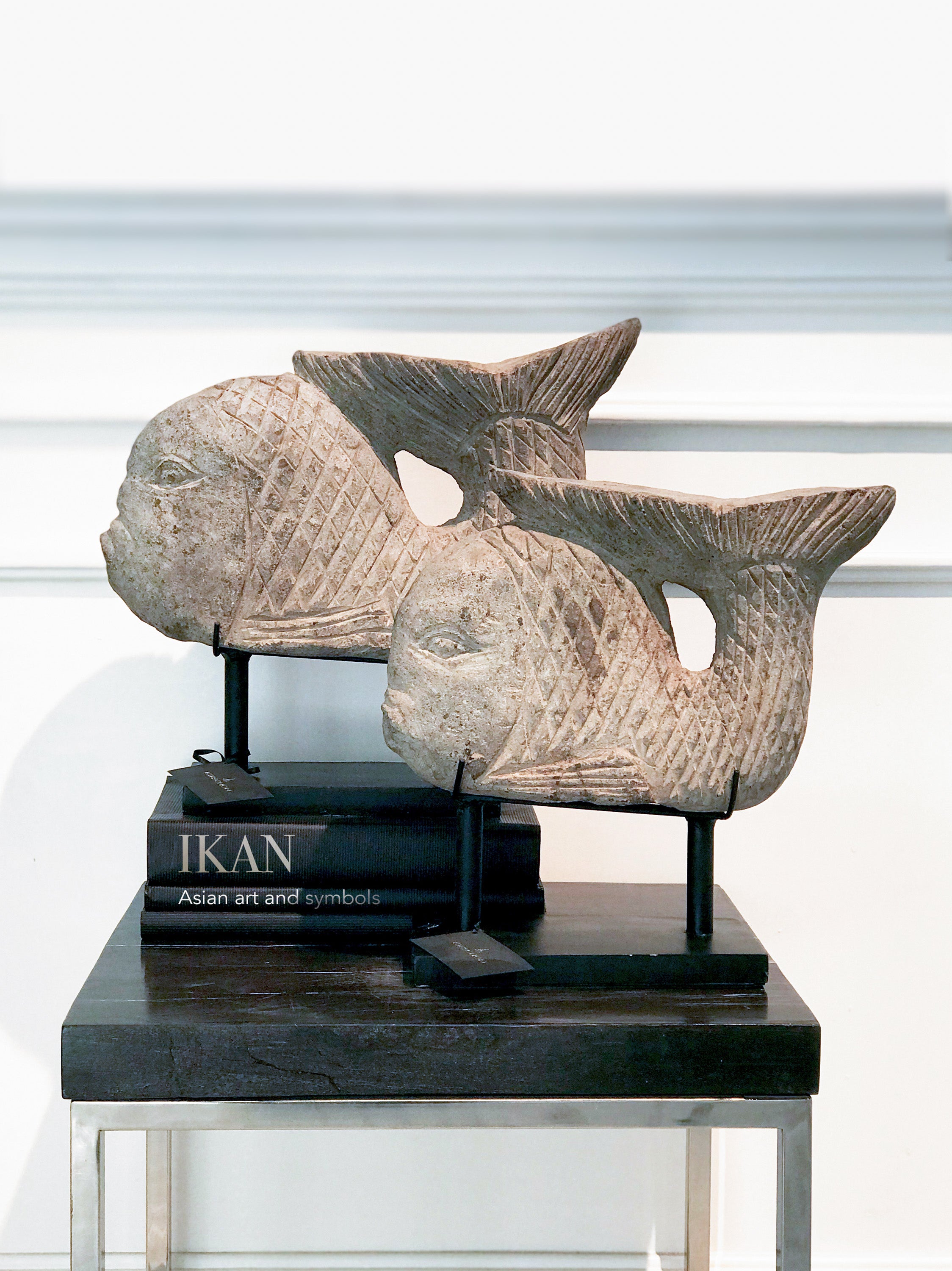 Ikan stone fish statues from Java - Asian Art from Kirschon