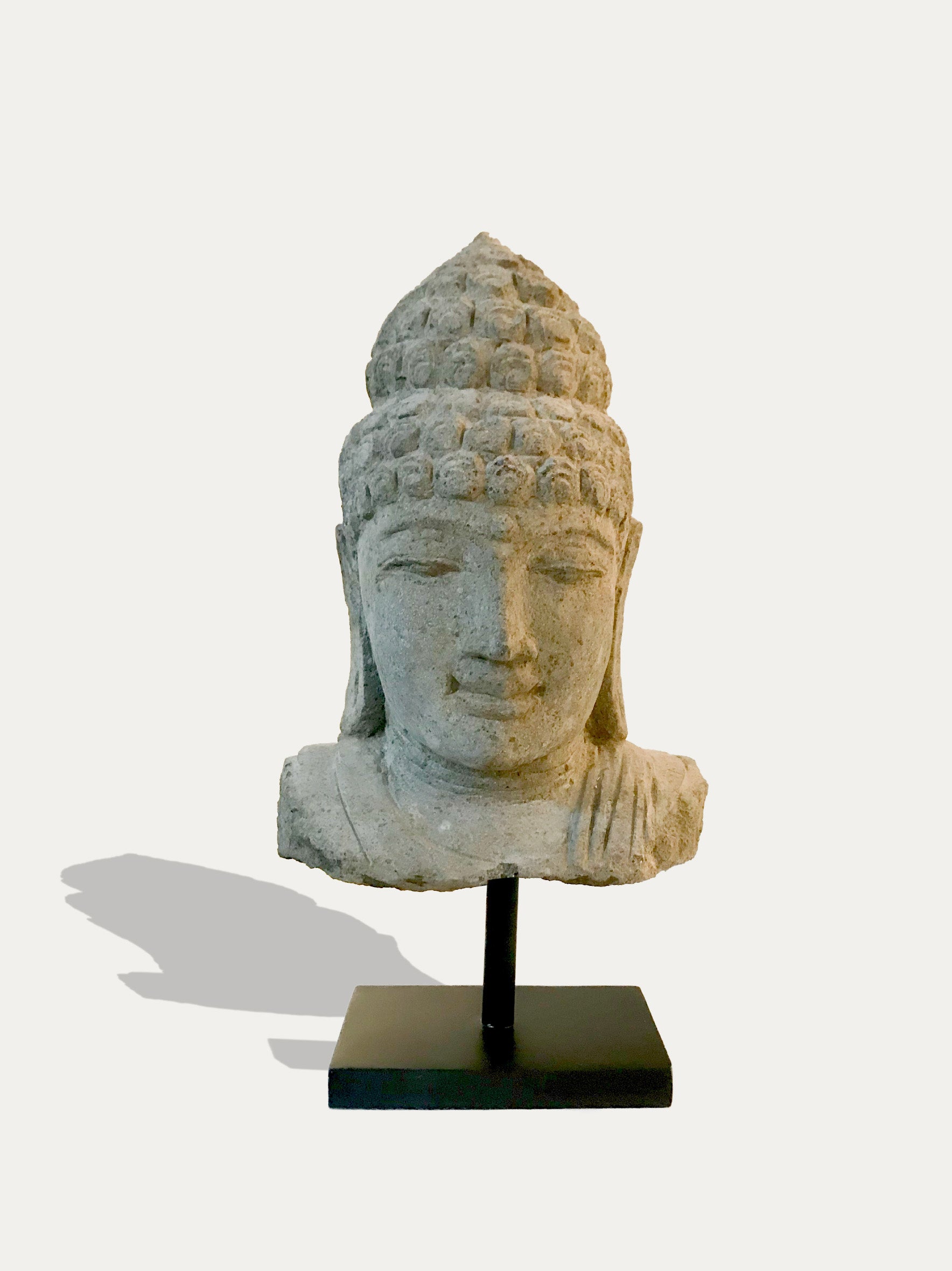 Hand Carved Buddha Head Statue From Java