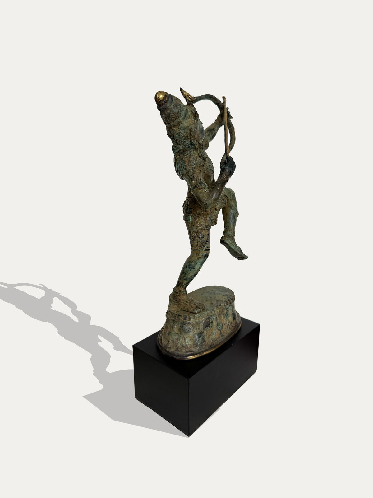 Vintage bronze Rama archer statue from Bali with bow