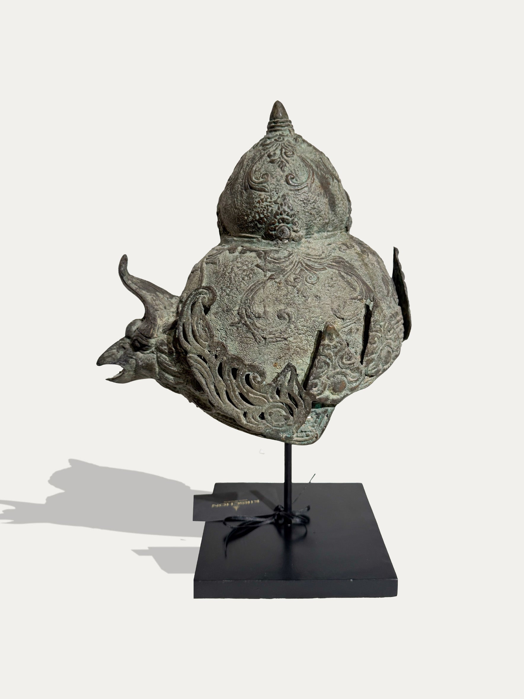 ANTIQUE BRONZE HELMET FROM JAVA