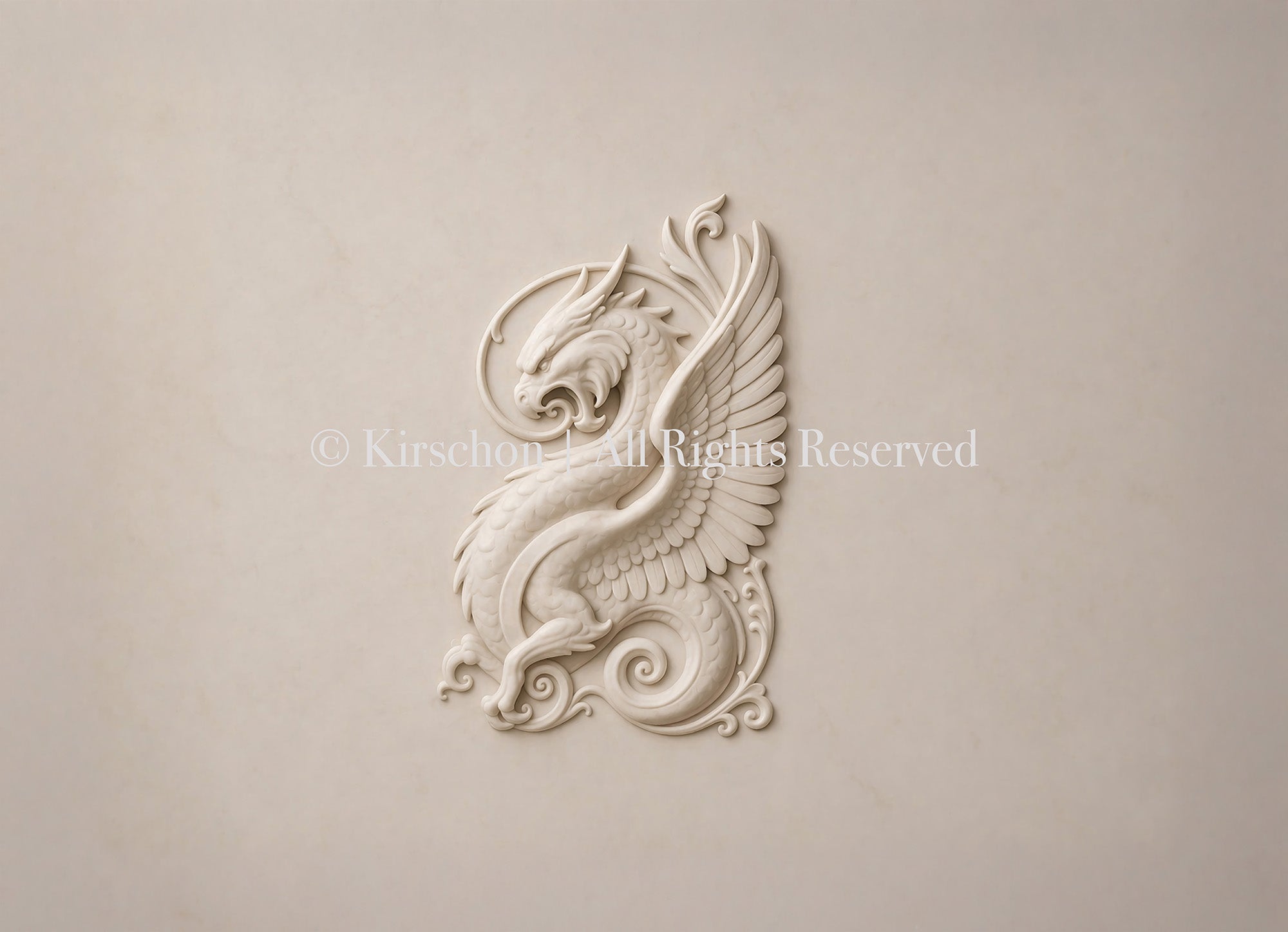 Dragón Guardián Bas-Relief - Crudo