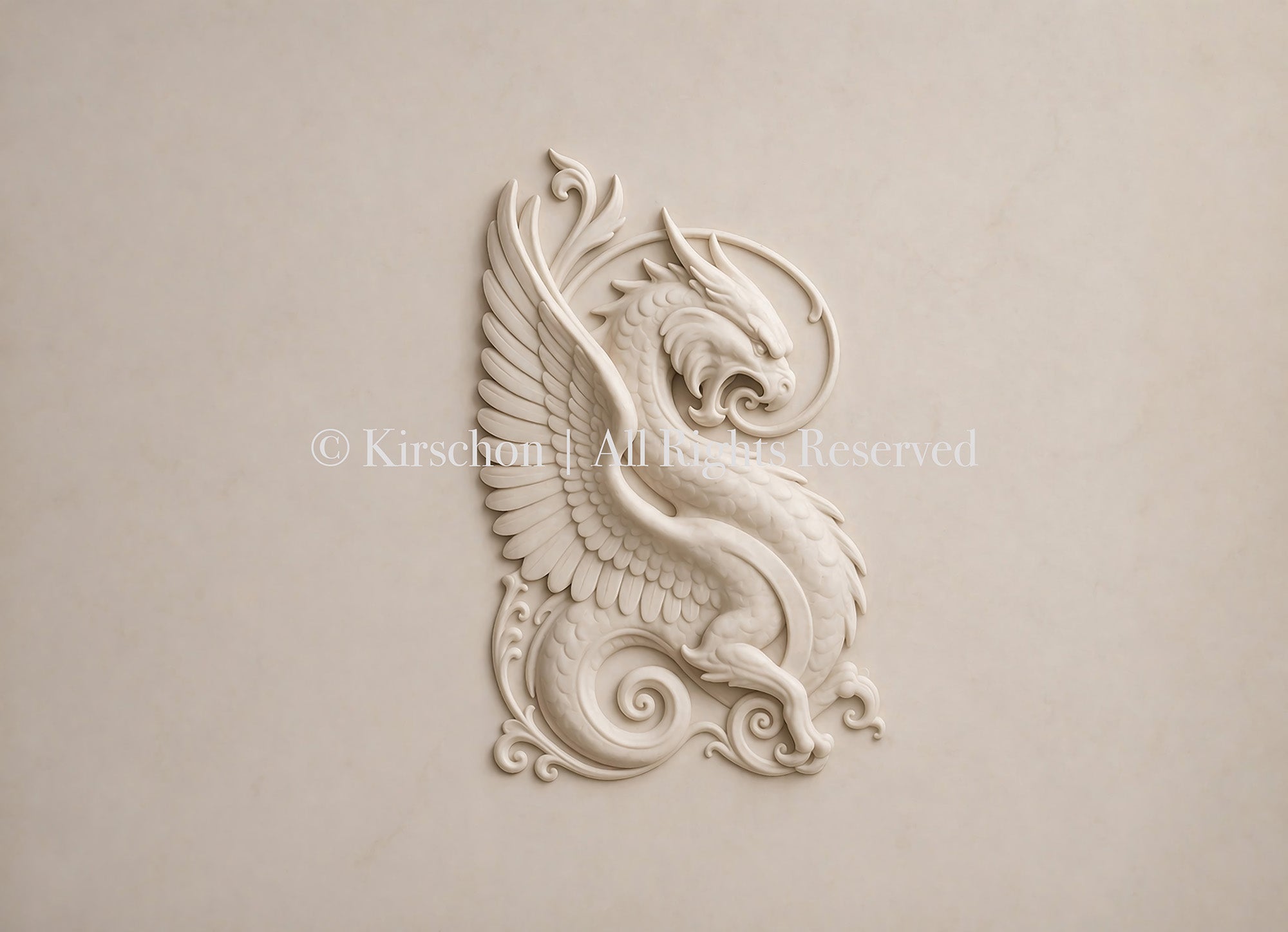Dragón Guardián Bas-Relief - Crudo