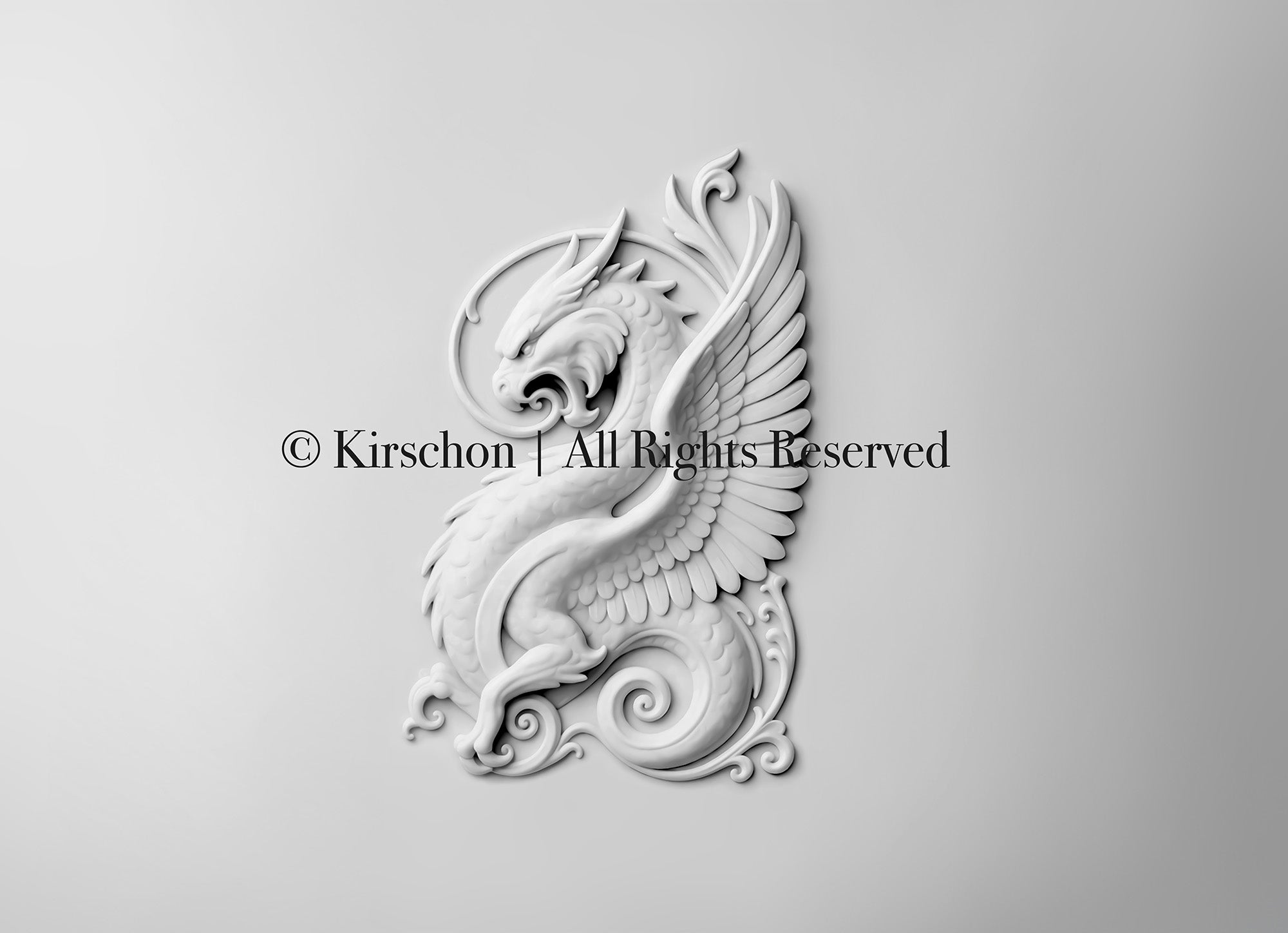 Bas-Relief du dragon gardien - Gris