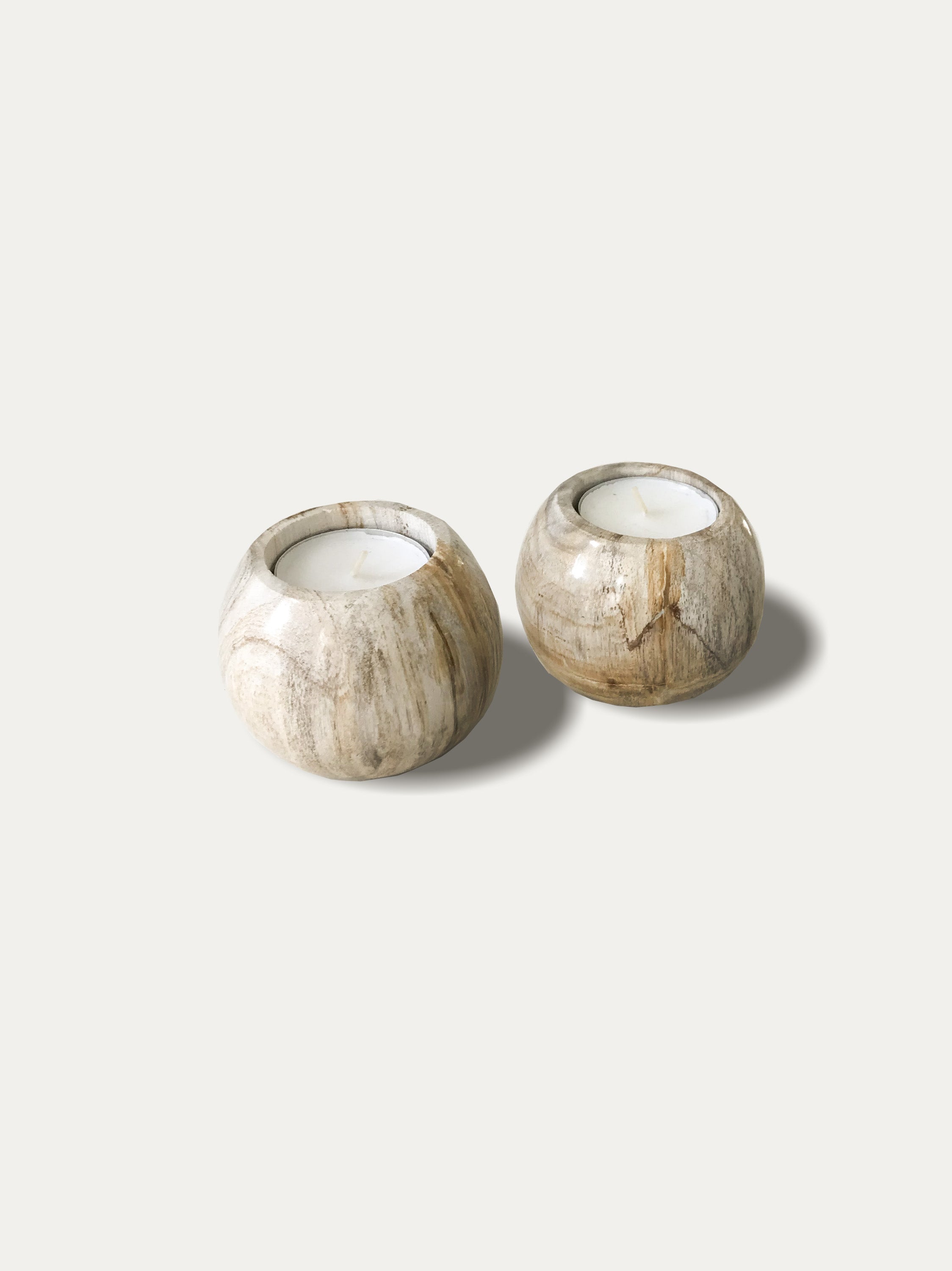 REVERSIBLE CANDLE AND INCENSE HOLDERS IN PETRIFIED WOOD