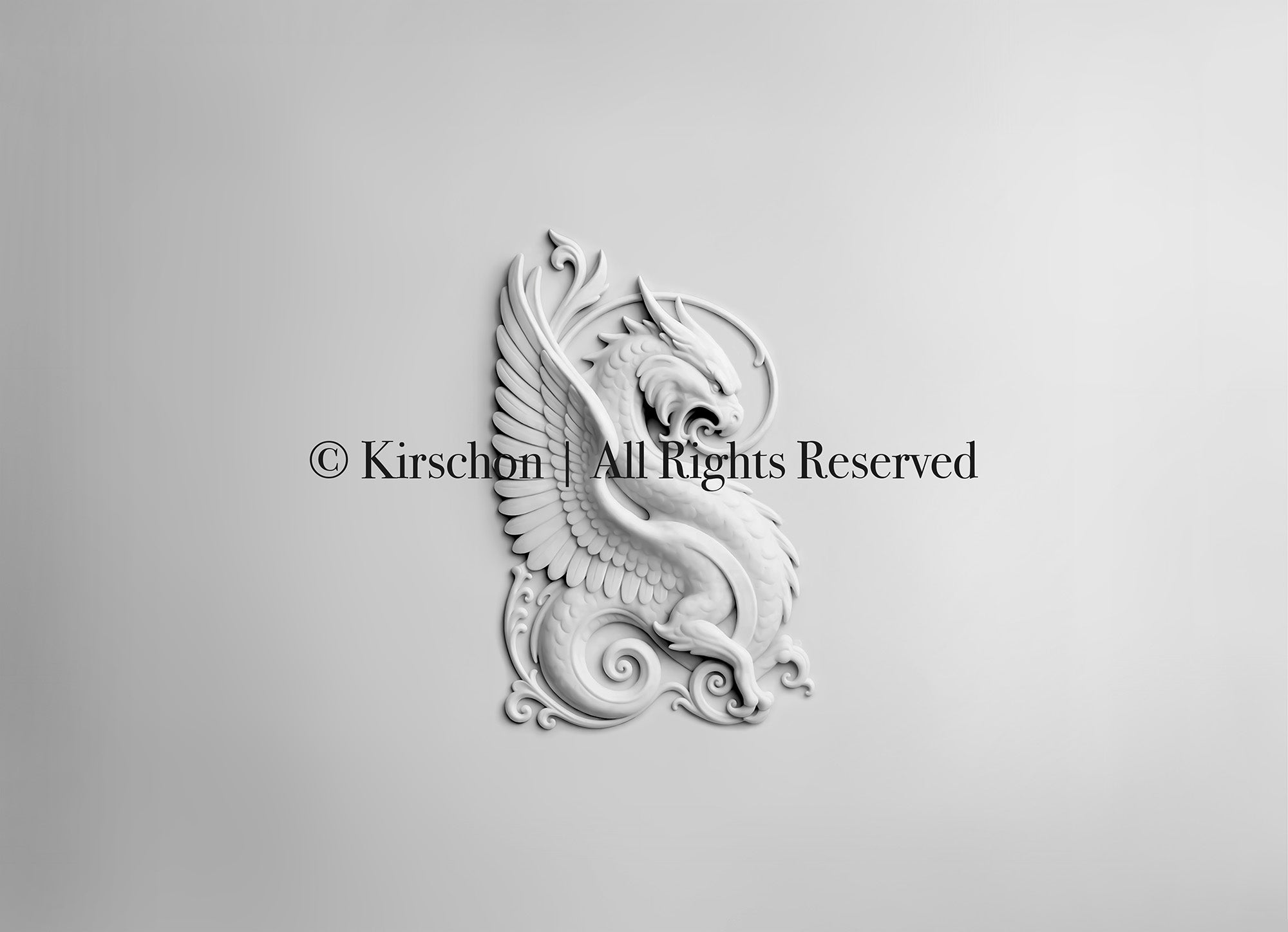 Bas-Relief du dragon gardien - Gris