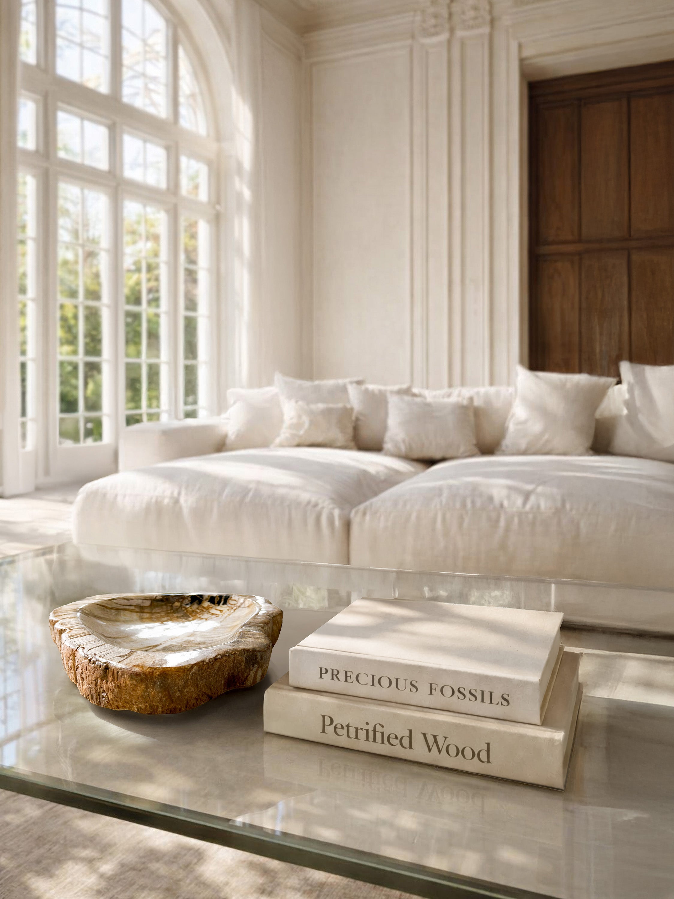 Porta oggetti in legno pietrificato