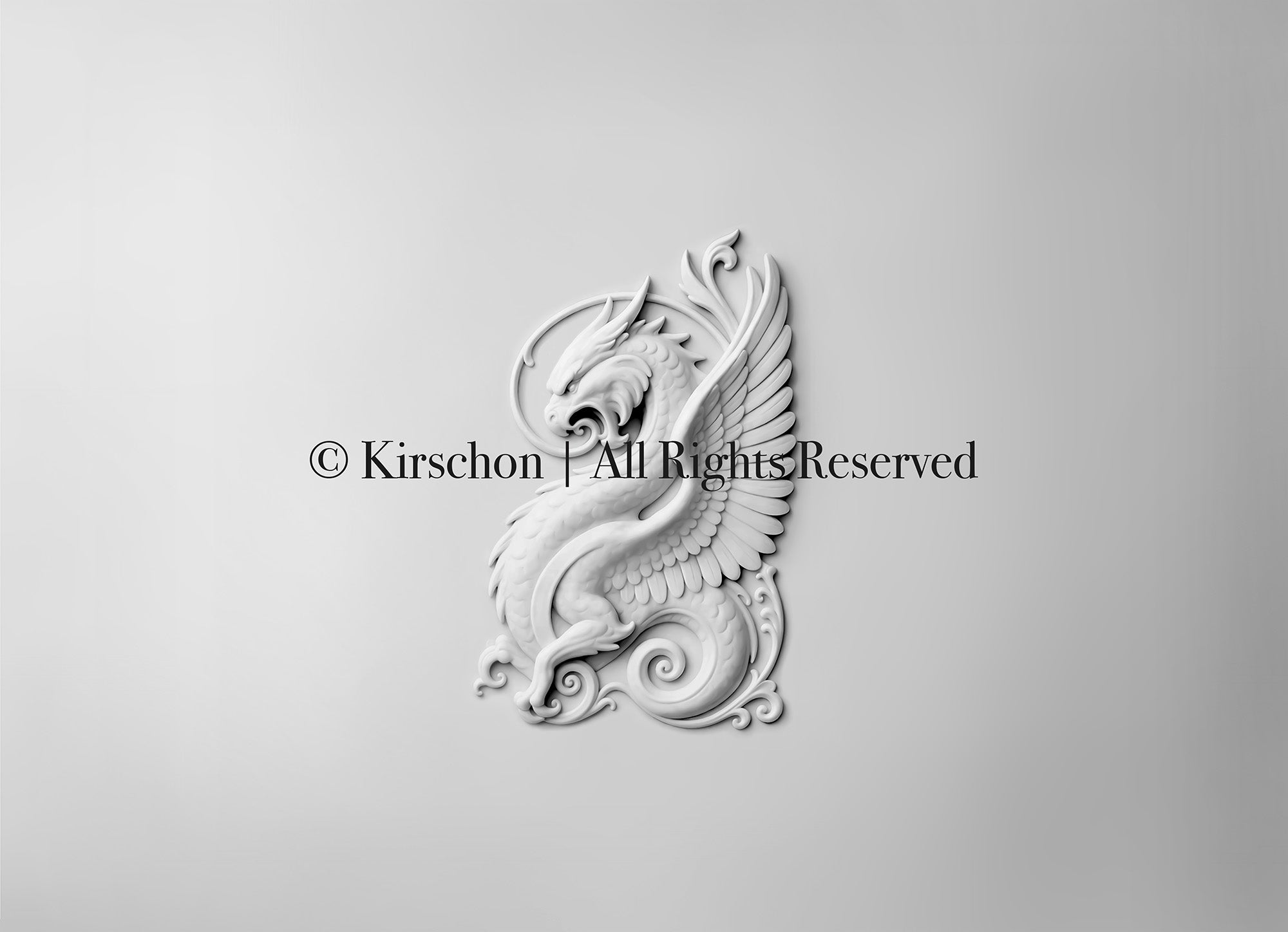 Bas-Relief du dragon gardien - Gris