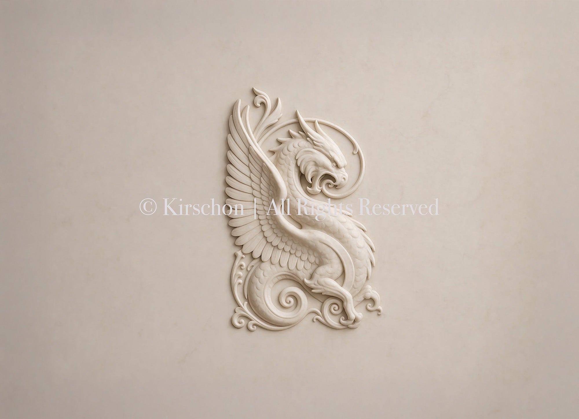 Dragón Guardián Bas-Relief - Crudo