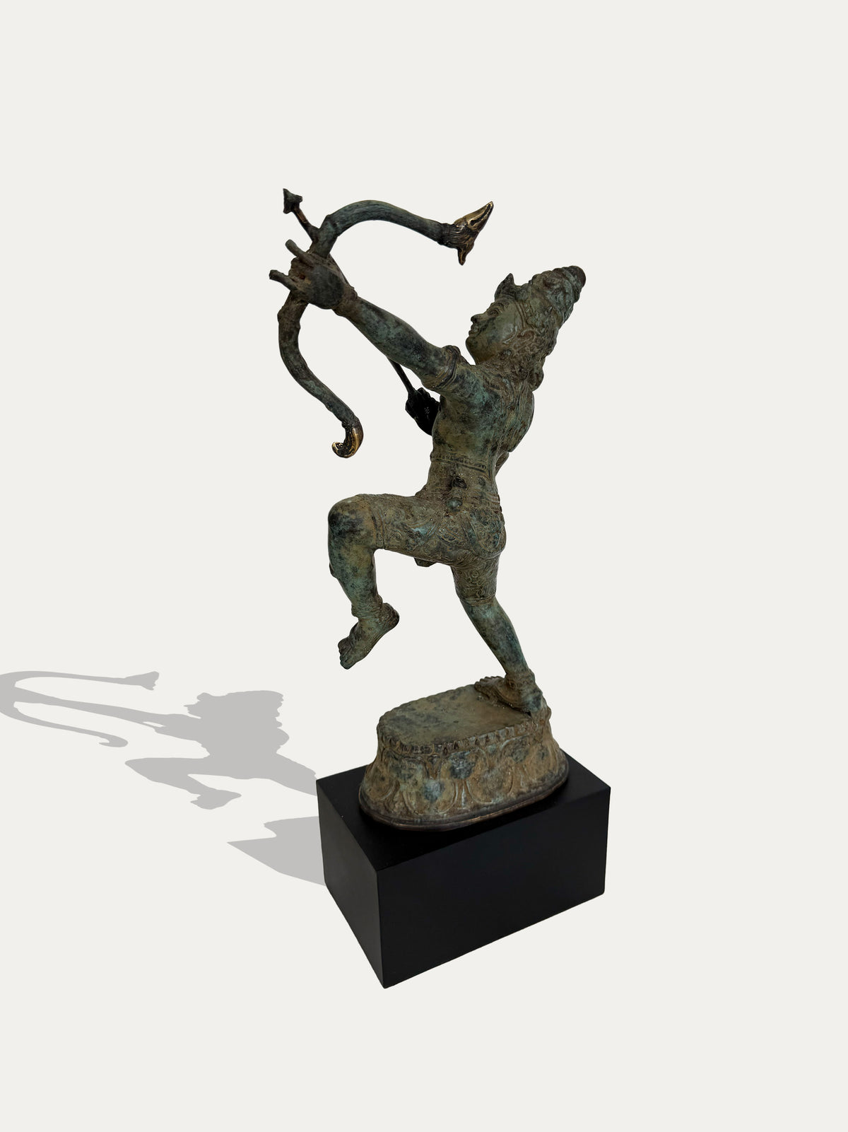 Vintage bronze Rama archer figure from Bali, Indonesia