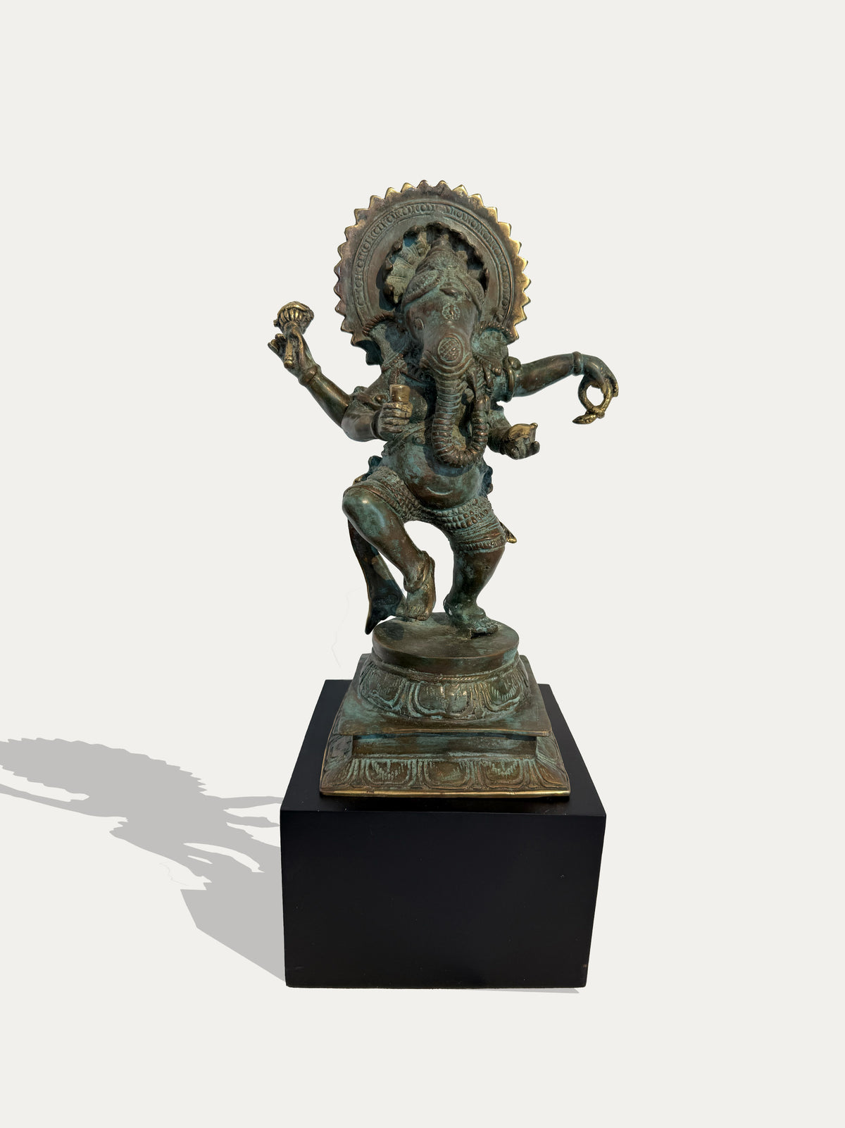 Vintage bronze Dancing Ganesha sculpture from Java, Indonesia