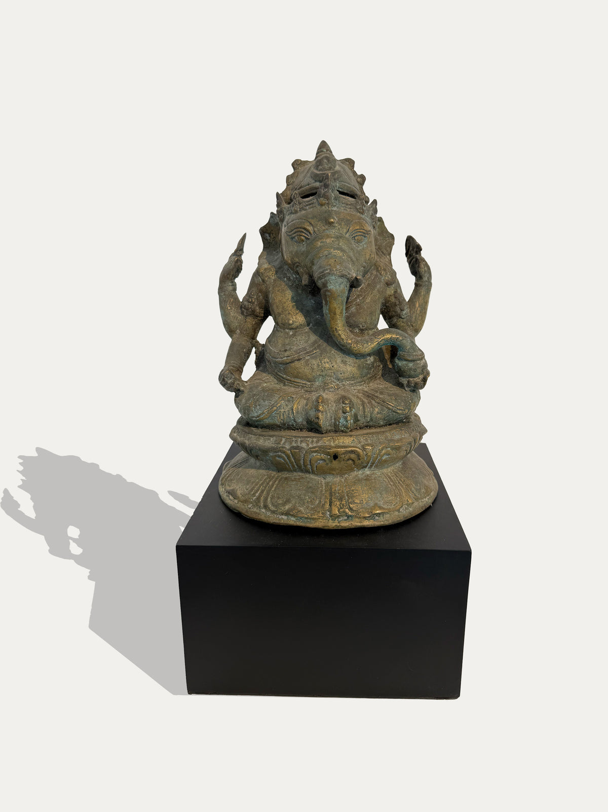 Vintage Hindu Ganesha bronze sculpture from Java, Indonesia