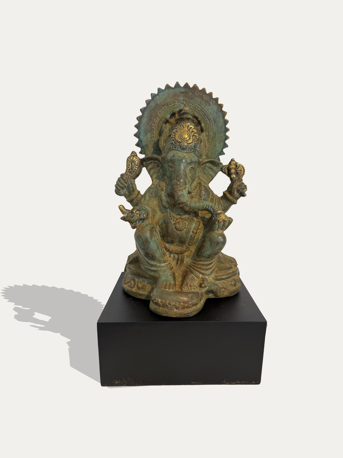 Vintage Javanese Ganesha bronze sculpture from Java, Indonesia