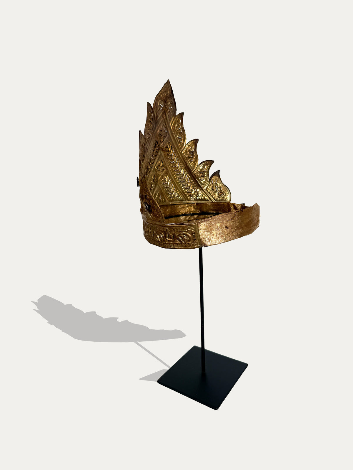 Vintage Mahkota Tanjak crown from Palembang with repoussé brass decoration