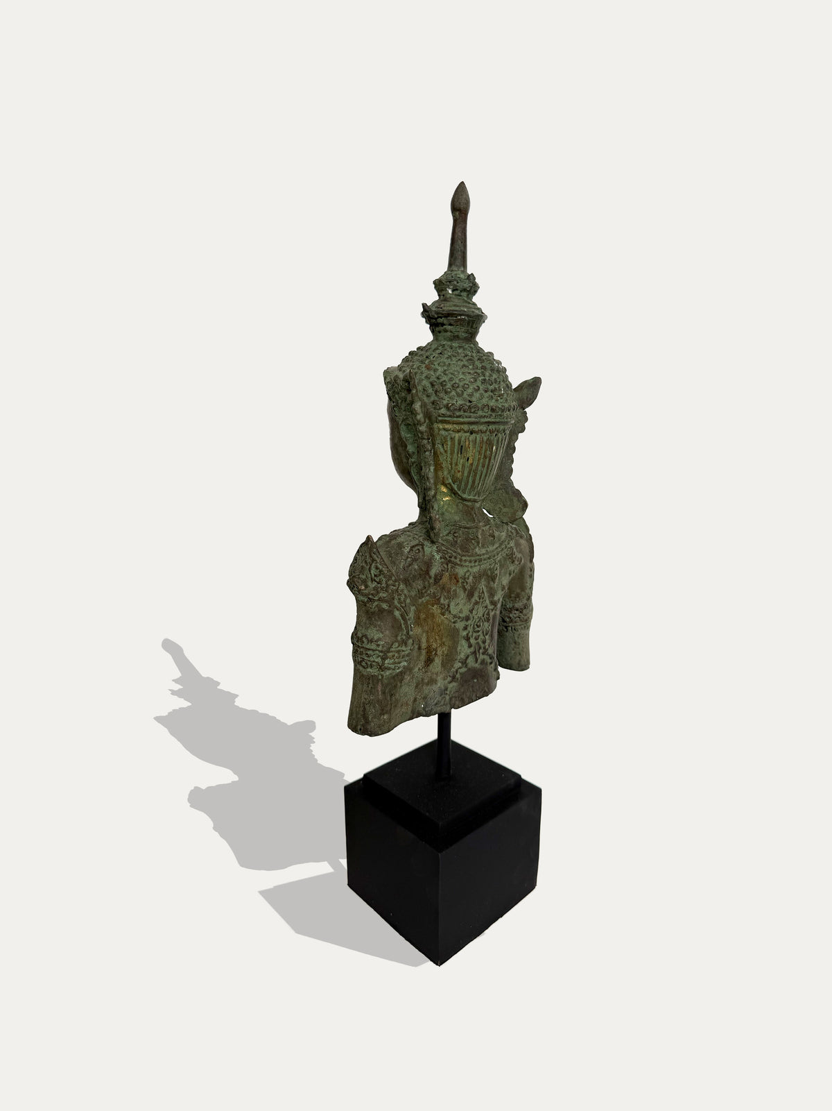 Vintage bronze crowned divine figure bust from Thailand