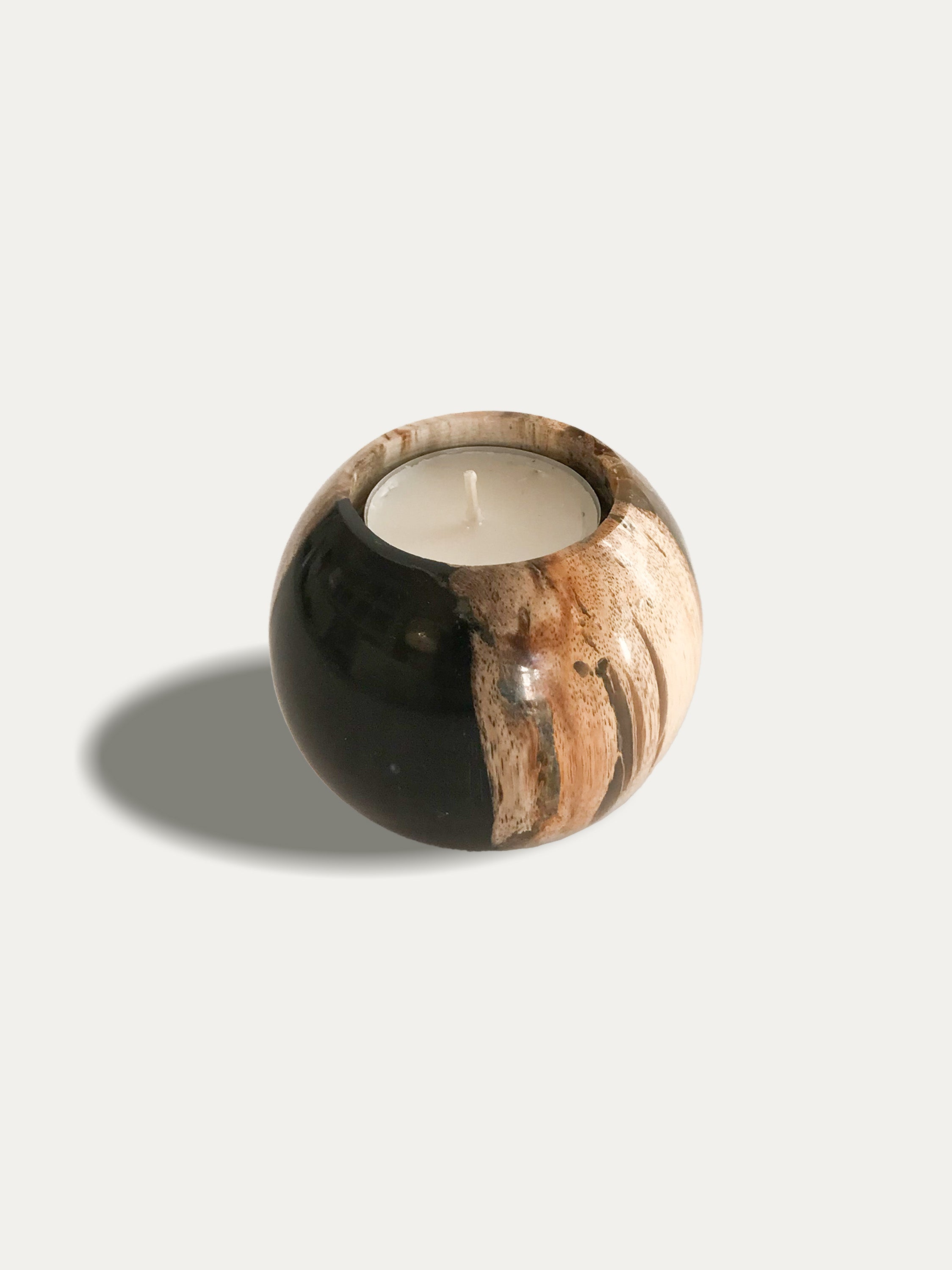 Round reversible candle/incense holder in petrified wood and assorted Balinese incense